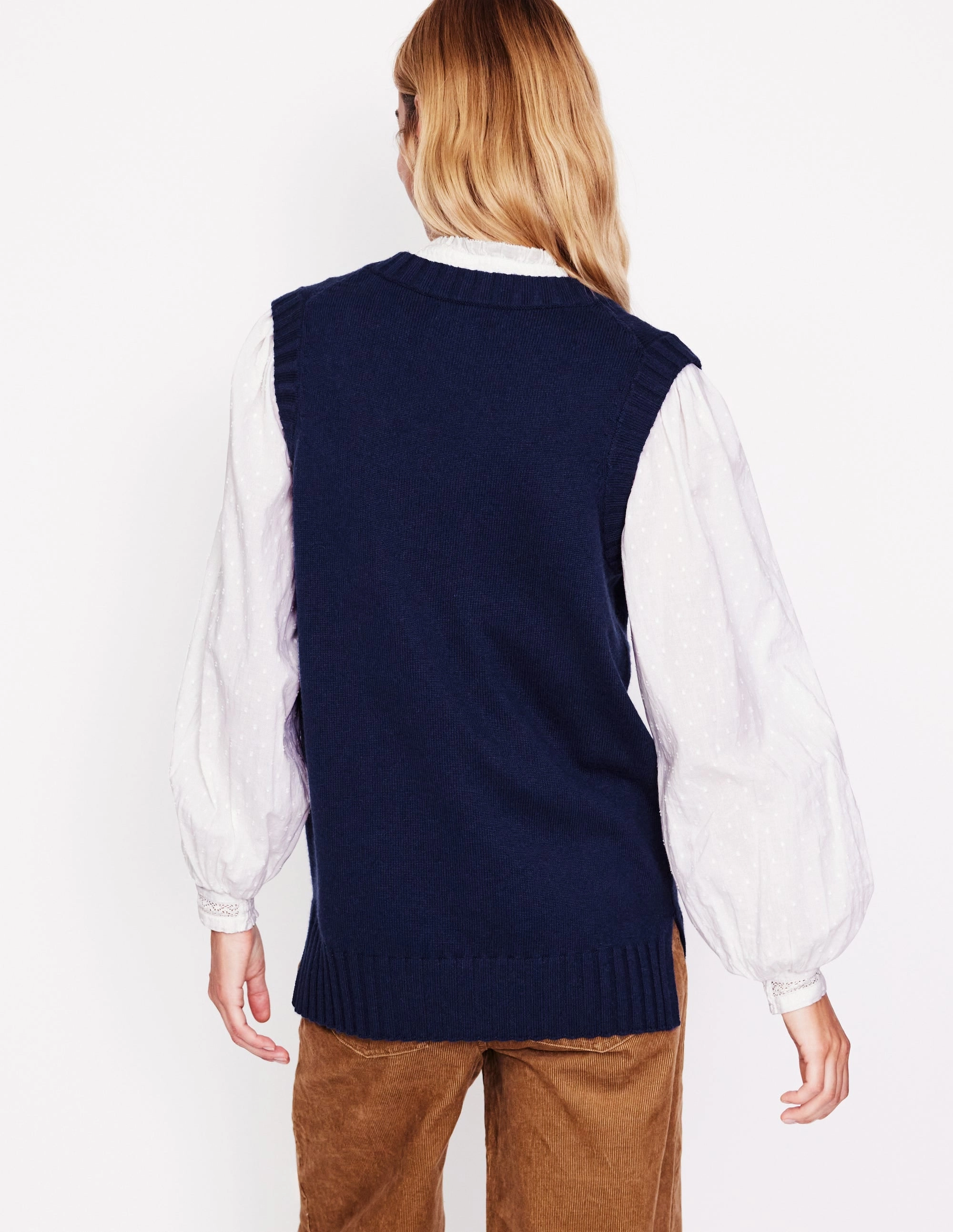 Street Comfort Longline V-Neck Tank-Navy