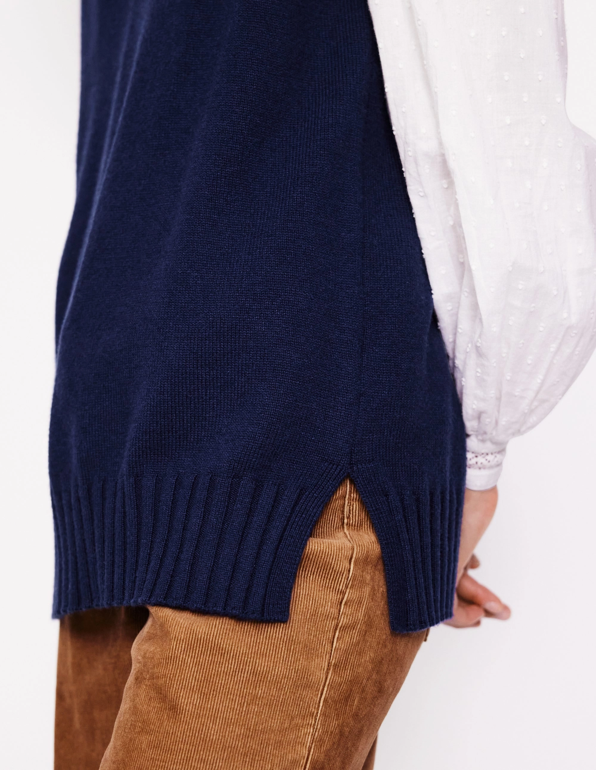 smooth zipper Quick Layer Longline V-Neck Tank-Navy