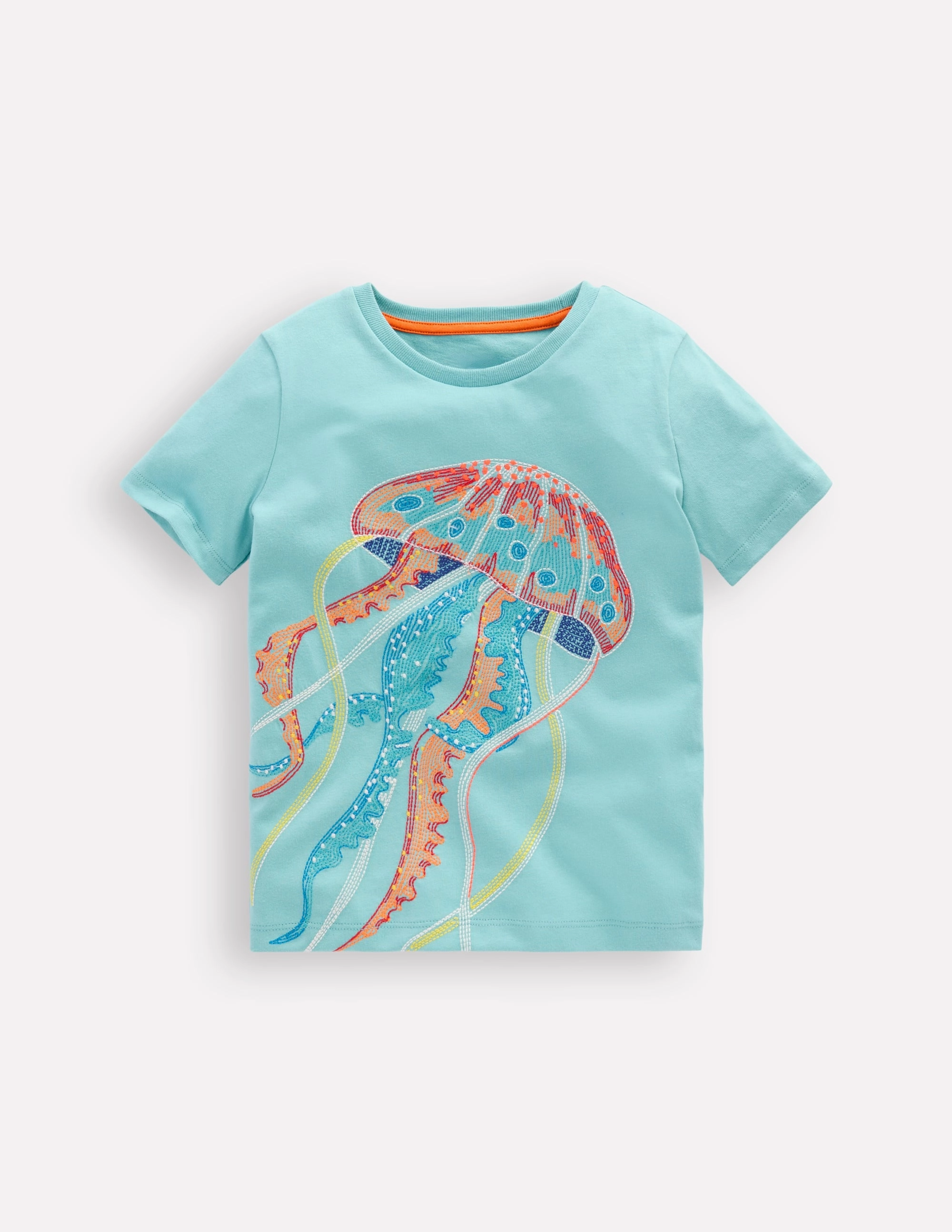 Comfort Fit Anti-bacterial Glow Superstitch T-Shirt-Caribbean Blue Jellyfish