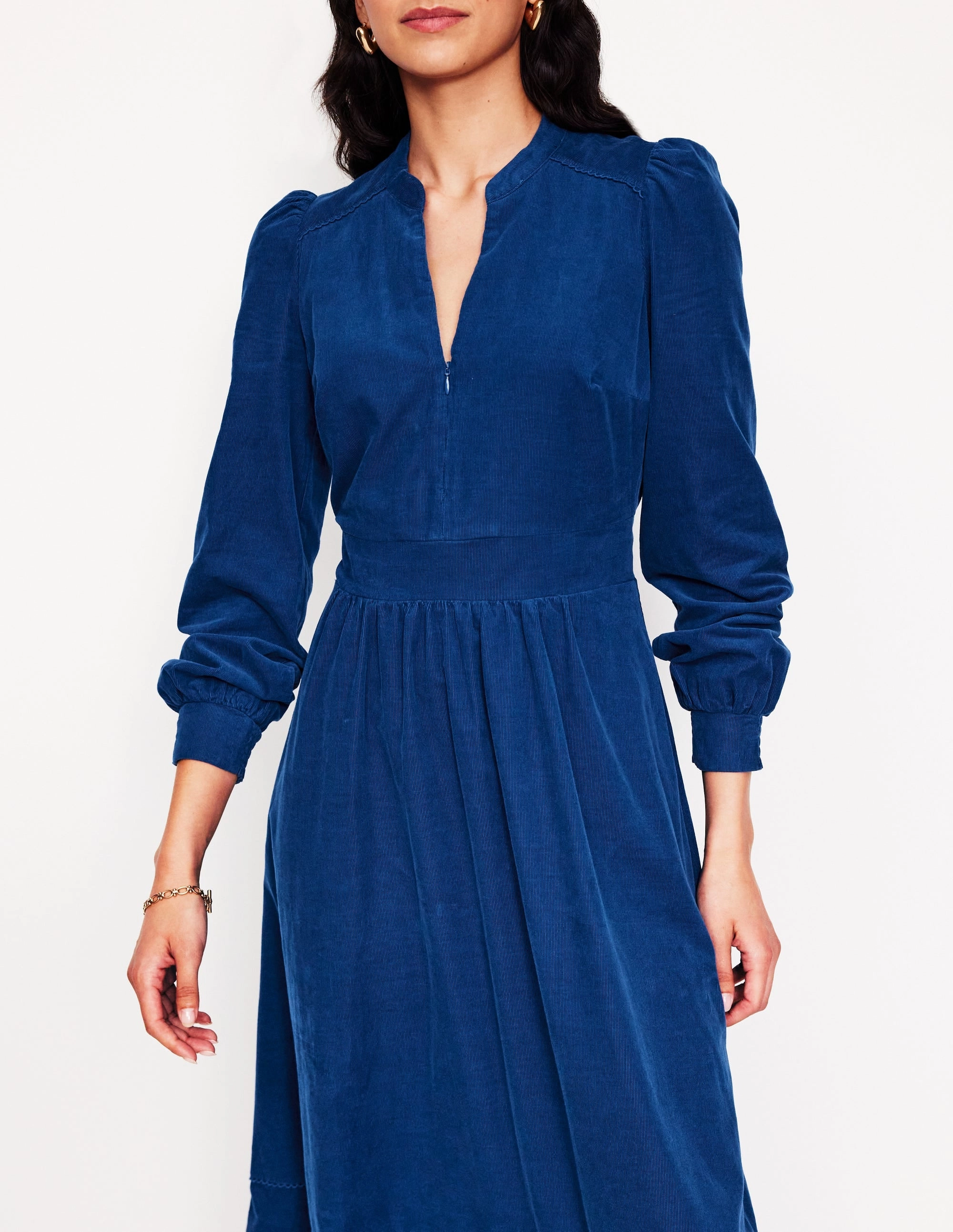 Spring Mood Functional Fit Zoe Zip Up Cord Midi Dress-Atlantic