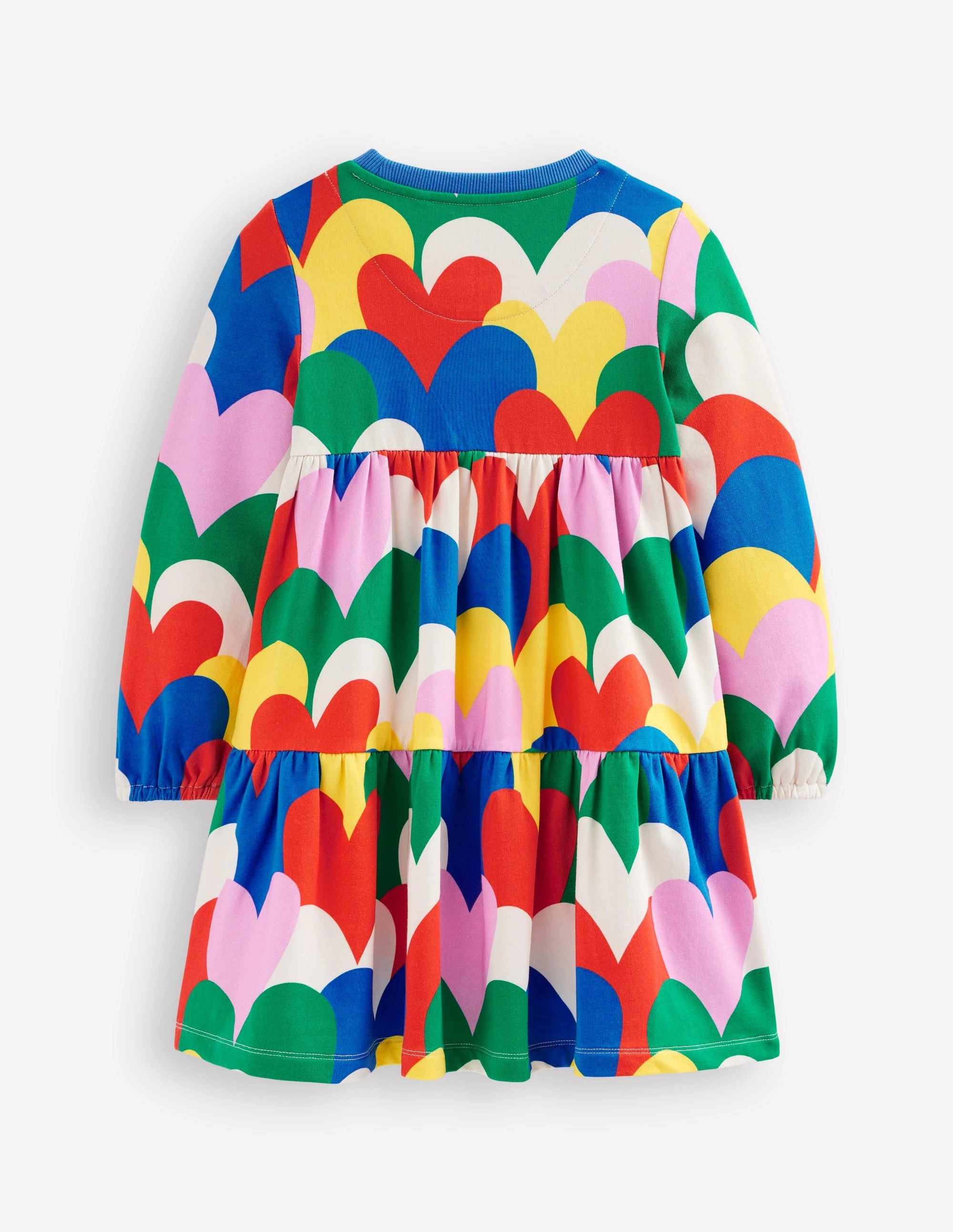 Lounge Comfort Tiered Sweatshirt Dress-Multi Collage Hearts
