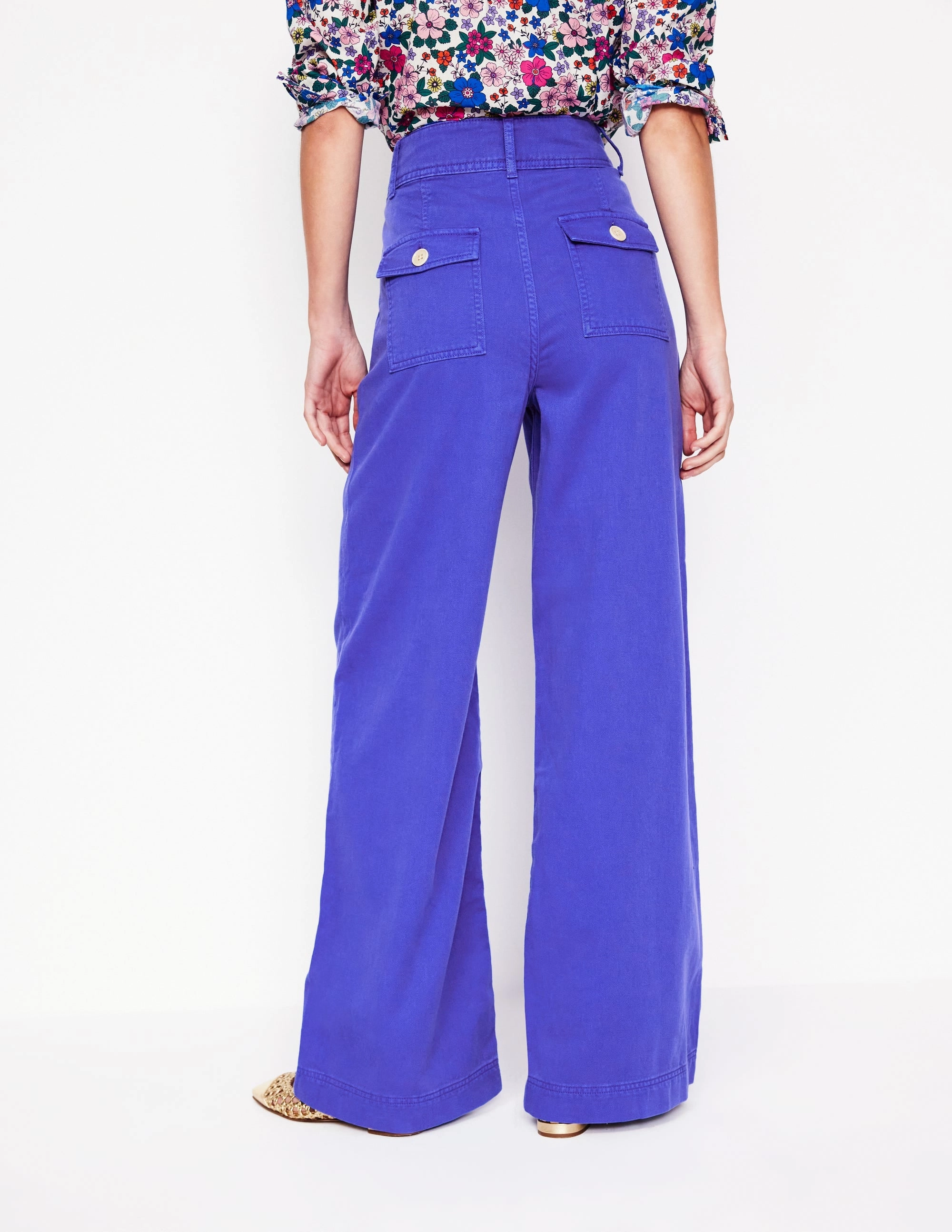 HiddenDrawcord Chill Comfort Brompton Wide Leg Trousers-Bright Blue