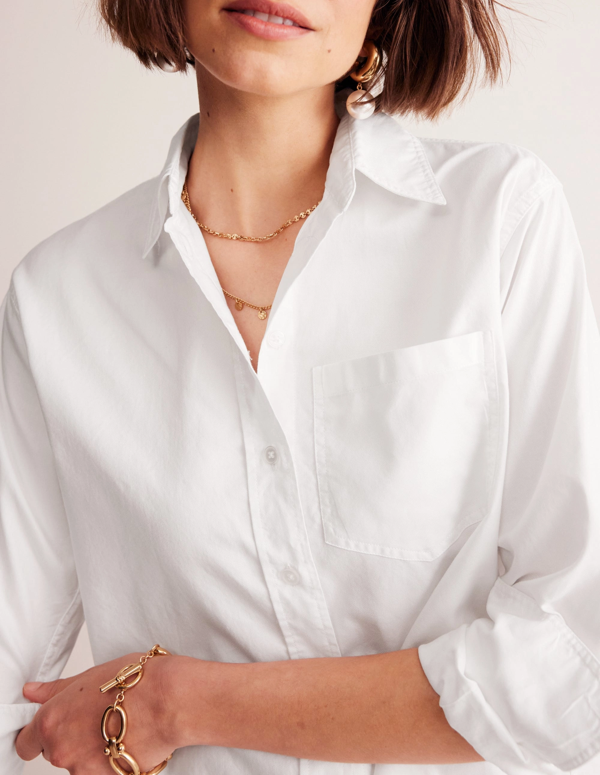 Structured silhouette Weekend Smart Connie Relaxed Cotton Shirt-White