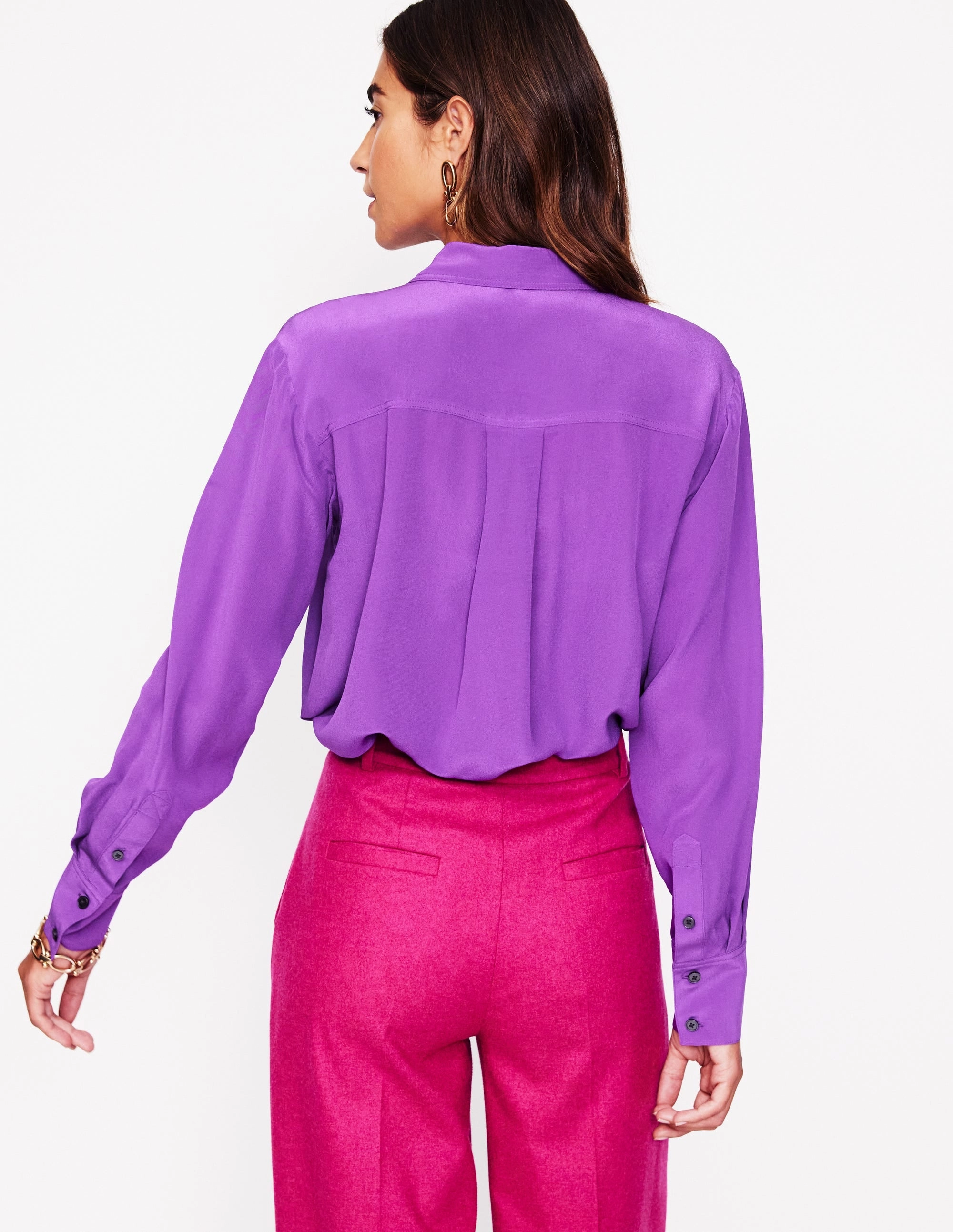 Connie Relaxed Silk Shirt-Royal Purple Anti-pilling