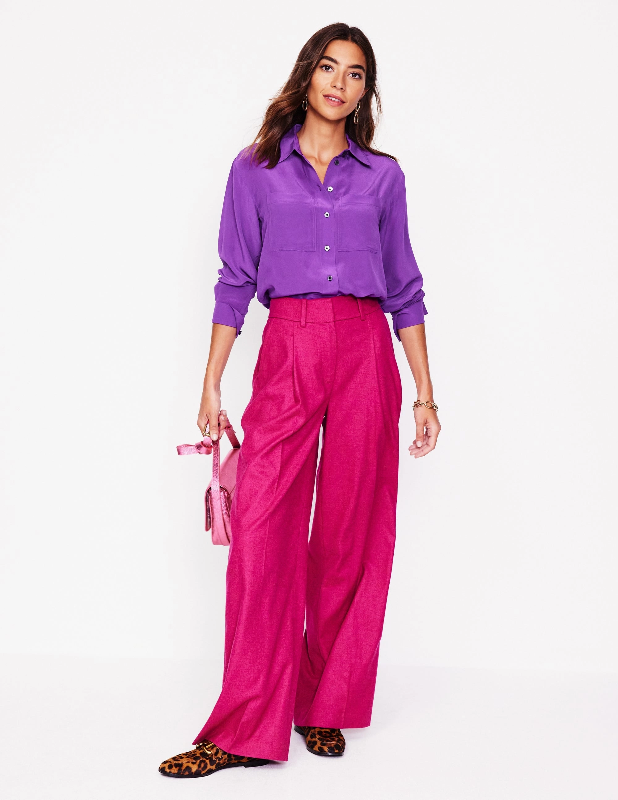 Modern and Soft Connie Relaxed Silk Shirt-Royal Purple