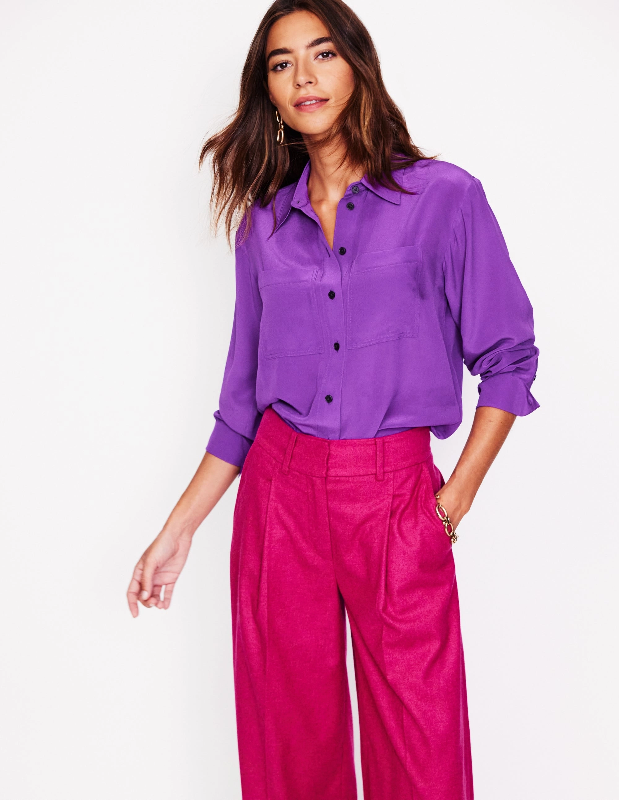 Sport Layer Fit Connie Relaxed Silk Shirt-Royal Purple
