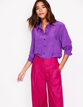 Sport Layer Fit Connie Relaxed Silk Shirt-Royal Purple