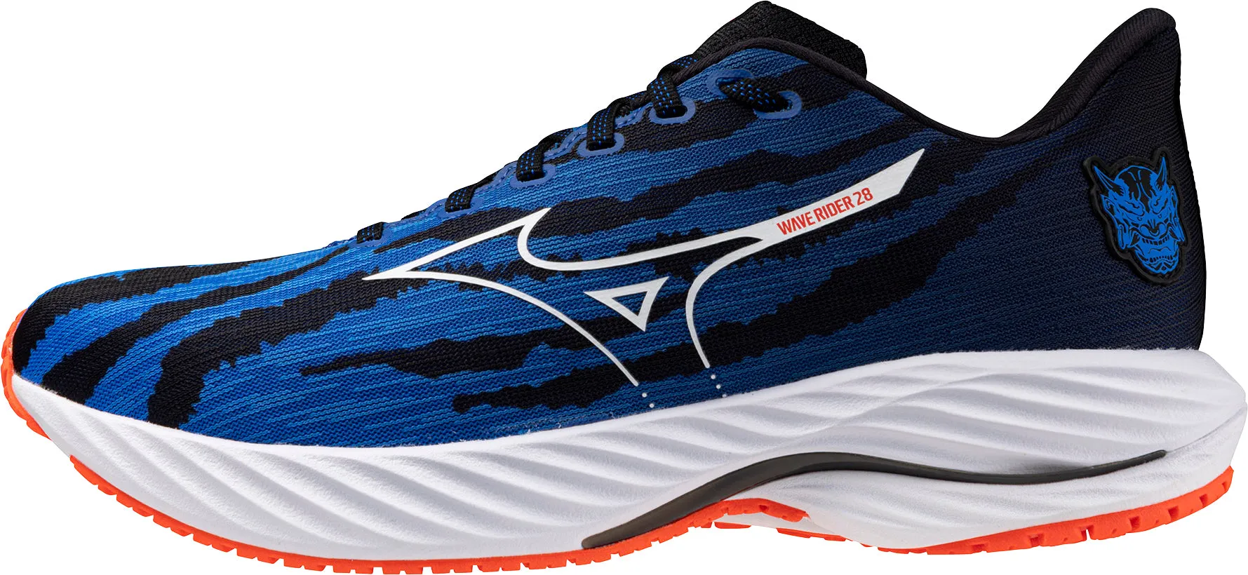 running on a dirt path Mizuno Wave Rider 28 Mens Running Shoes - Blue