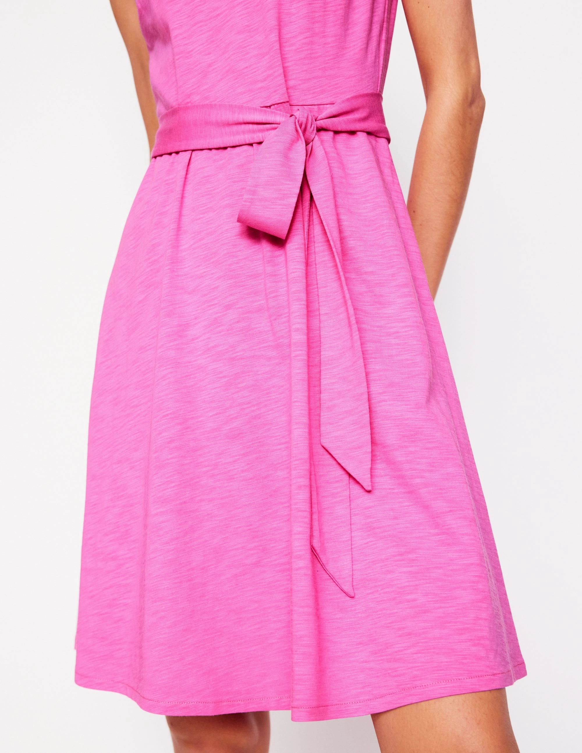 Mila Trim Short Jersey Dress-Tickled Pink Dew Tone