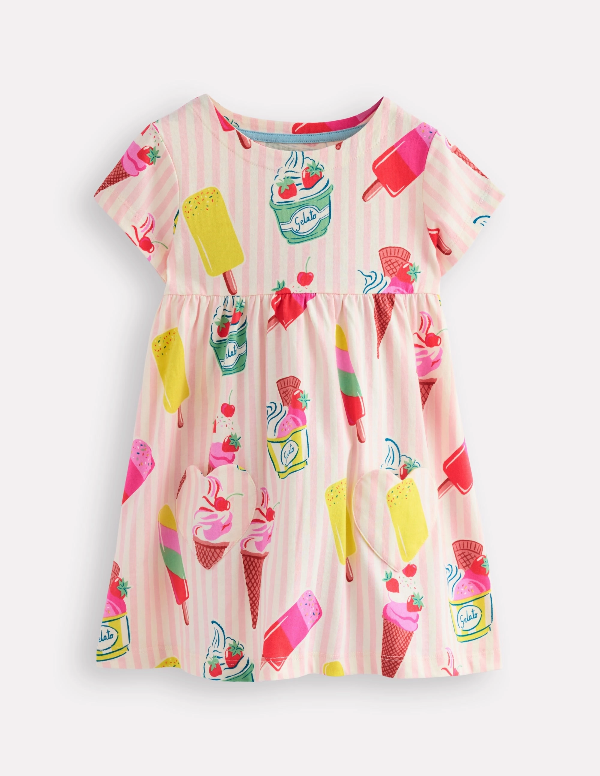 Fit For All Day Short Sleeve Printed Tunic-Vintage Pink Ice Cream Stripe