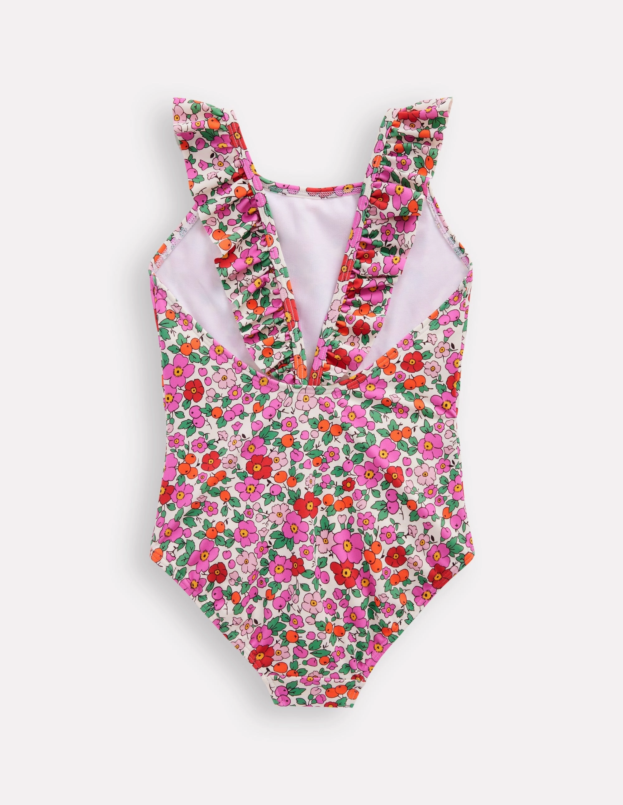 Customer-Loved Hallie Frill Strap Swimsuit-Bubblegum Pink Heart Stamp
