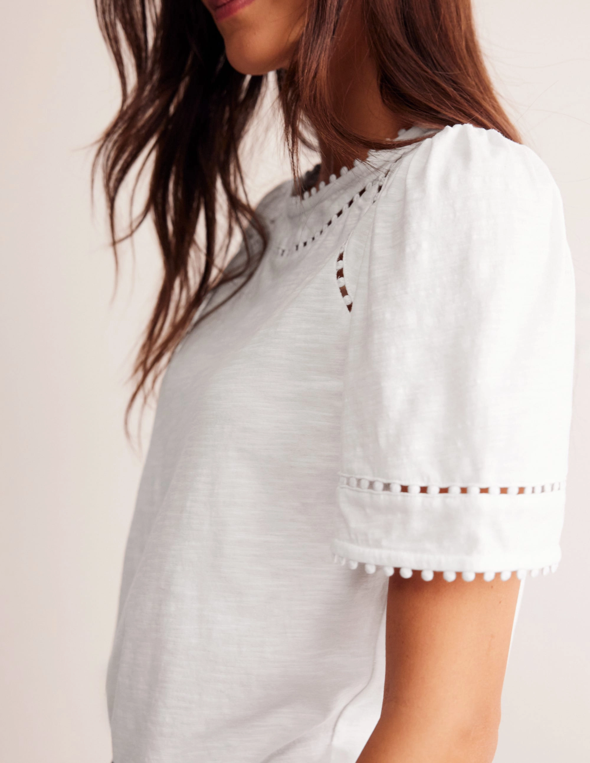 Mila Trim Detail Top-White Comfort Style
