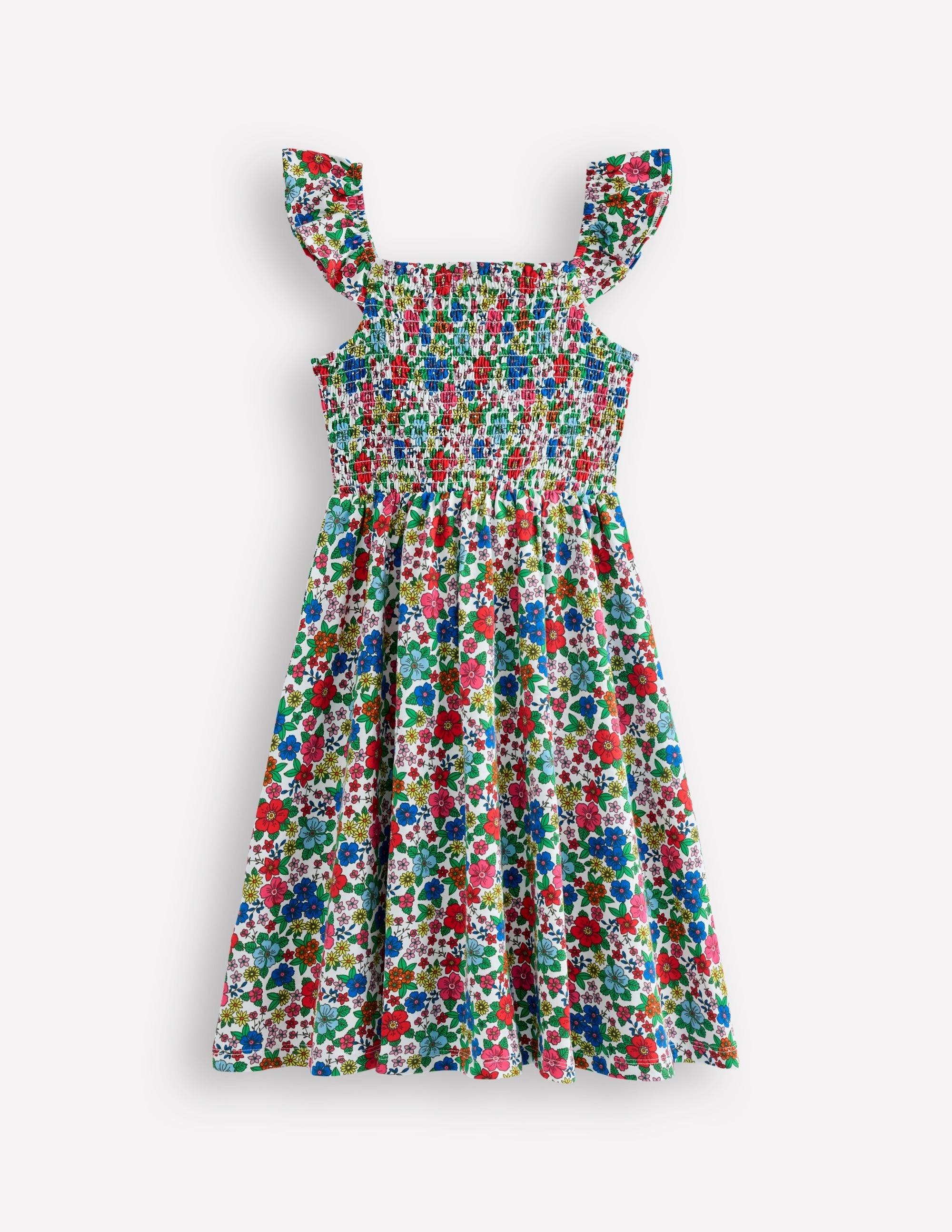 Low-Waist Mood Flex Willa Shirred Jersey Dress-Multi Holiday Flowerbed