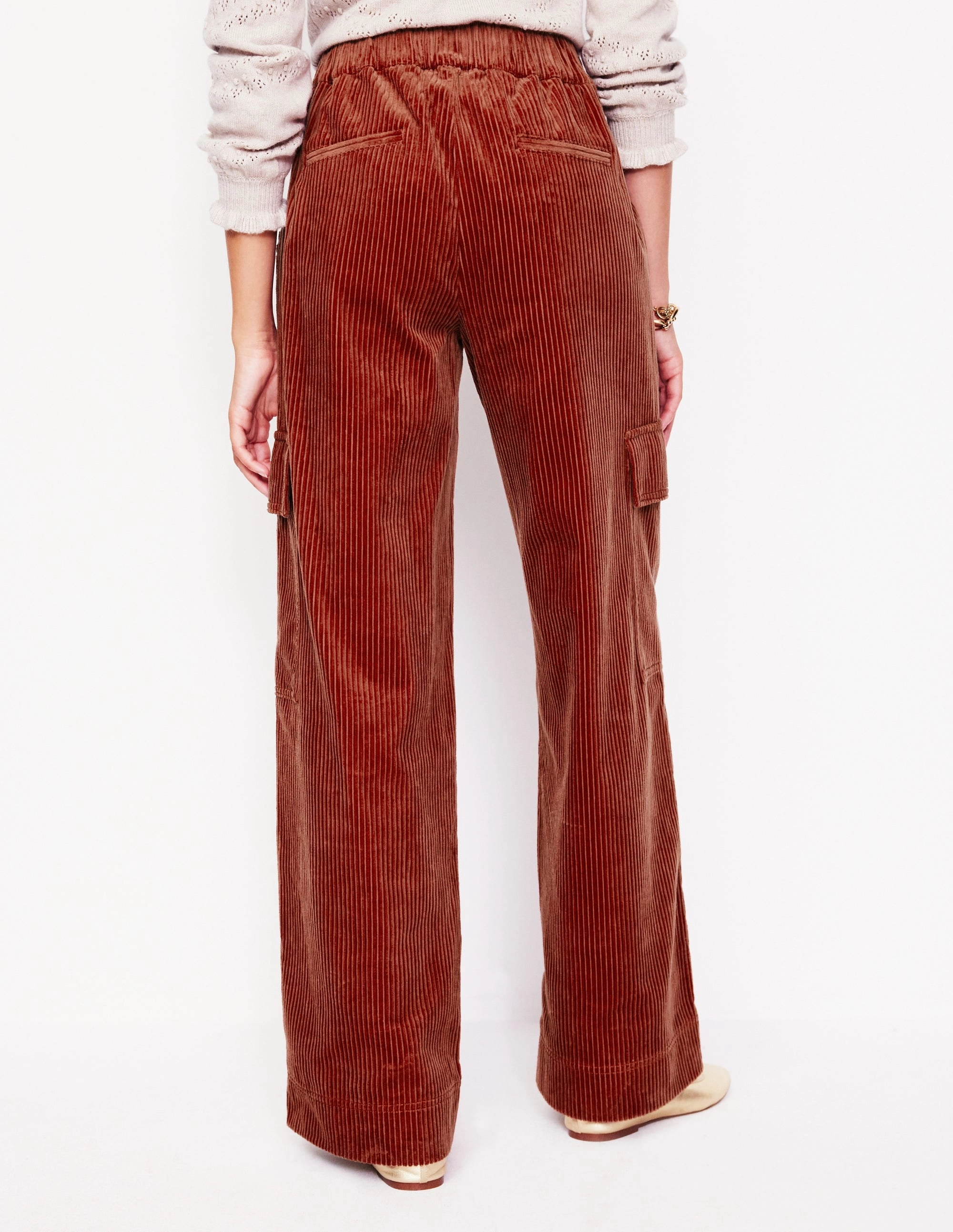 Athletic Comfort Cord Pull-on Trousers-Red