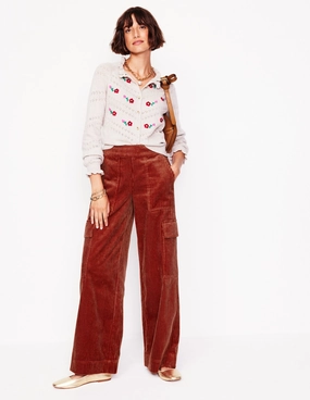 Cord Pull-on Trousers-Red Fade Resistant Dye