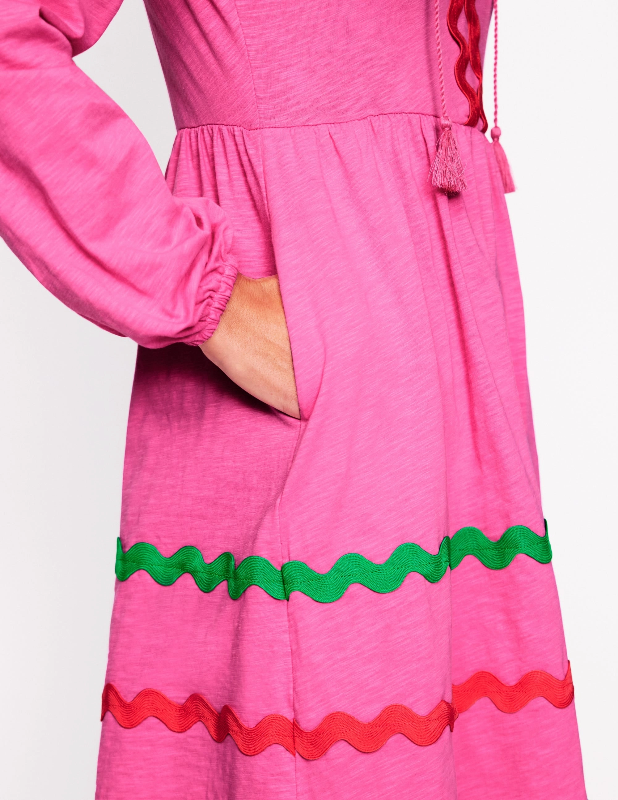 Unlined Look Corinna Ric Rac Jersey Dress-Sorbet Pink