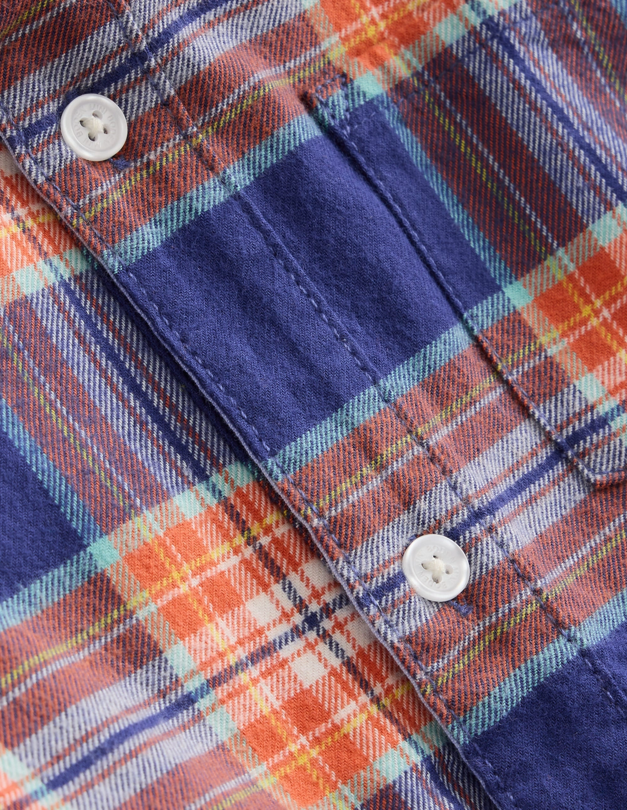Light Trend Cosy Cotton Check Shirt-Starboard/Terracotta Orange