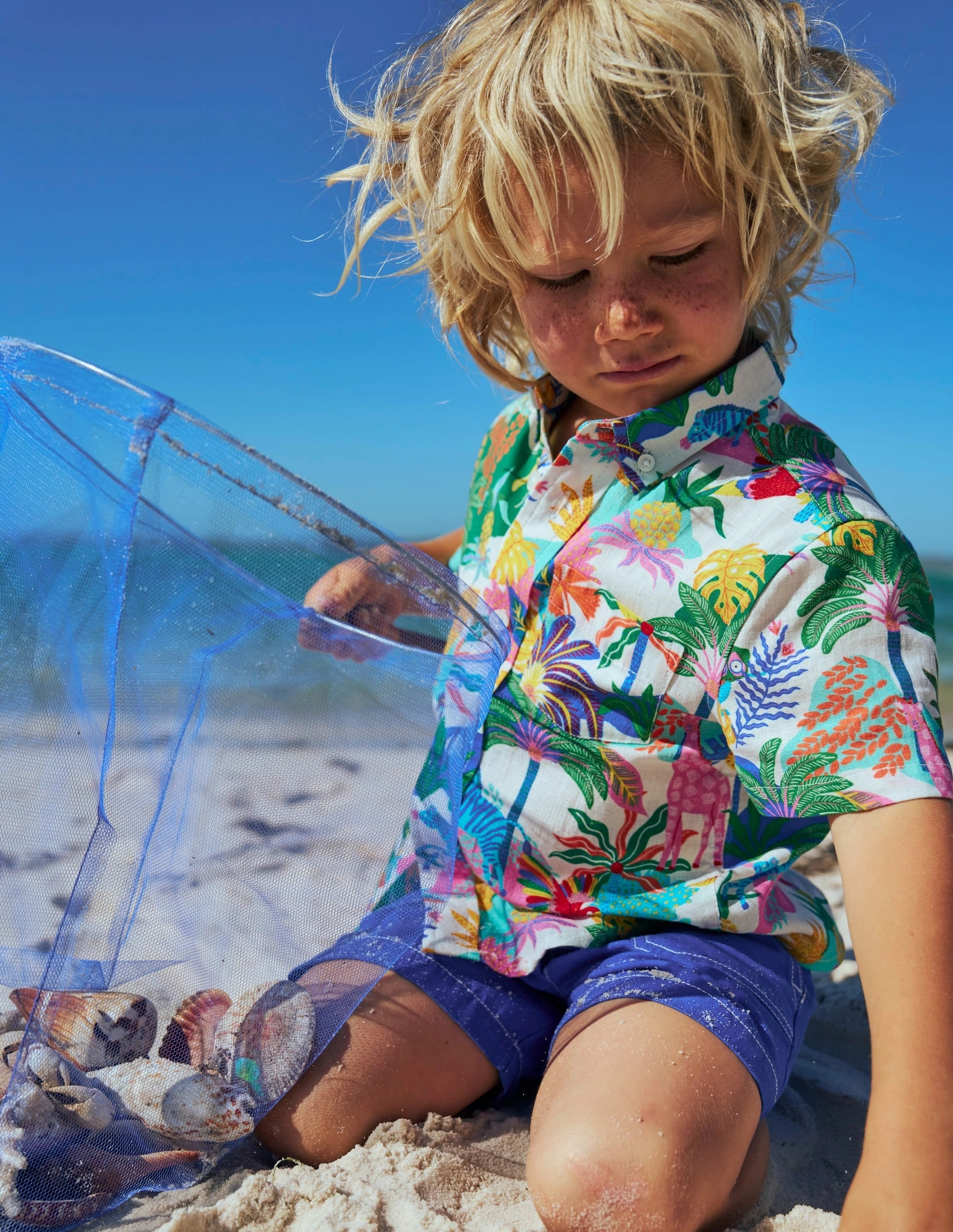 Cotton Linen Shirt-Ivory Multi Jungle Weekend Outfit Regular fit normality