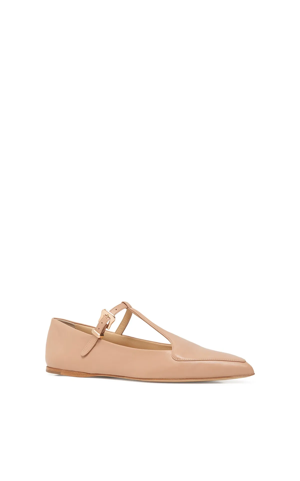 Love Glow Suede Liv Ballerina Flat Shoe in Nude Nappa Leather