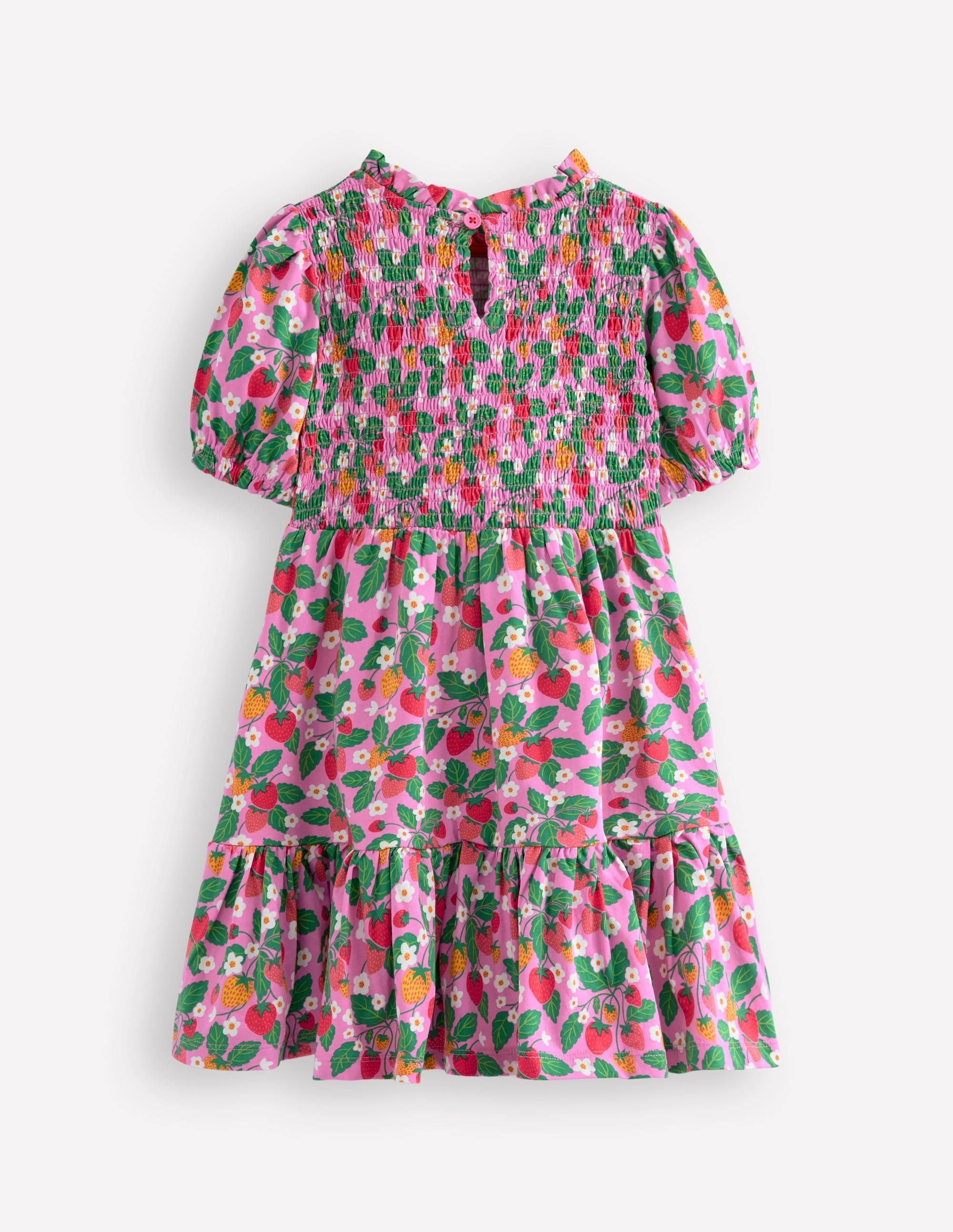 Aurora Shirred Twirly Dress-Cosmos Pink Strawberry Patch Perfect Cut Urban Feel