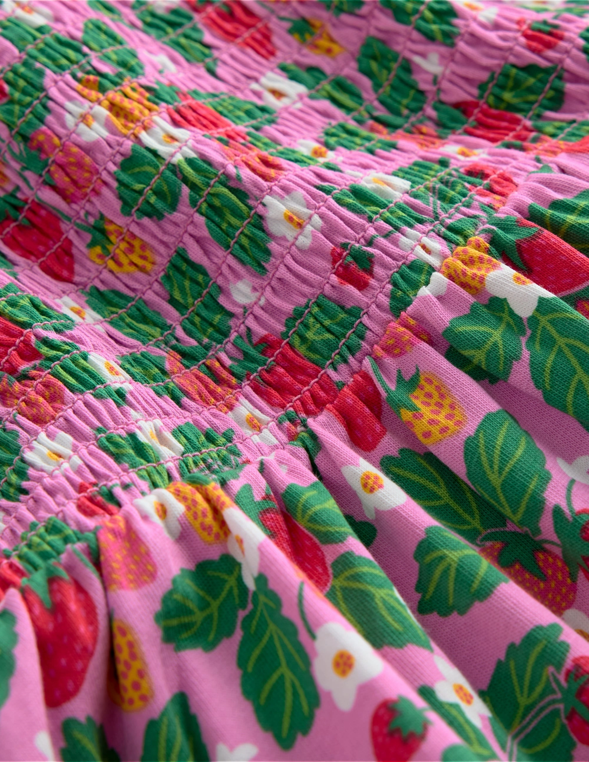 Aurora Shirred Twirly Dress-Cosmos Pink Strawberry Patch Trendy pick