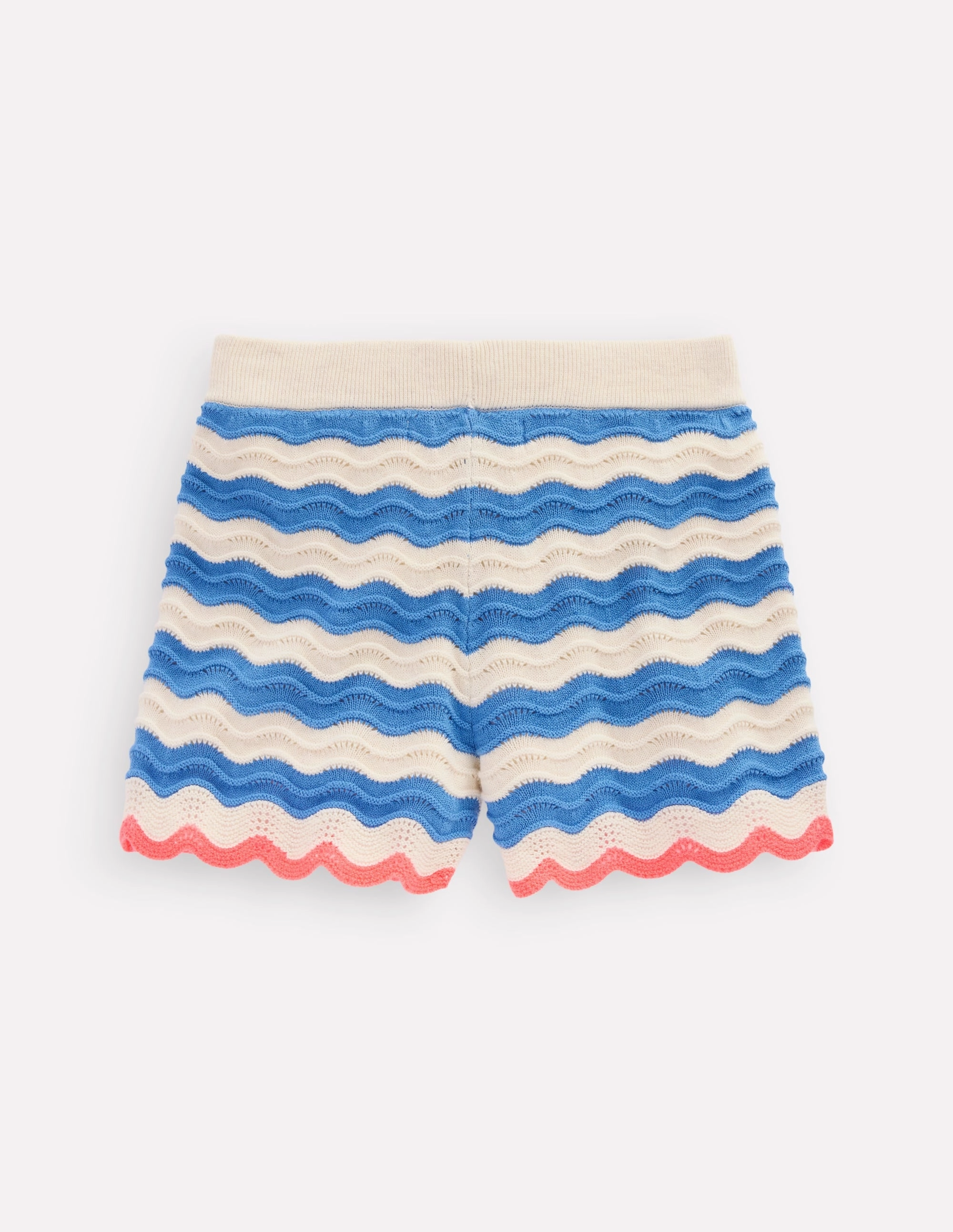 Crochet Knitted Shorts-Blue/ivory Stripe Abrasion Resistant Surface
