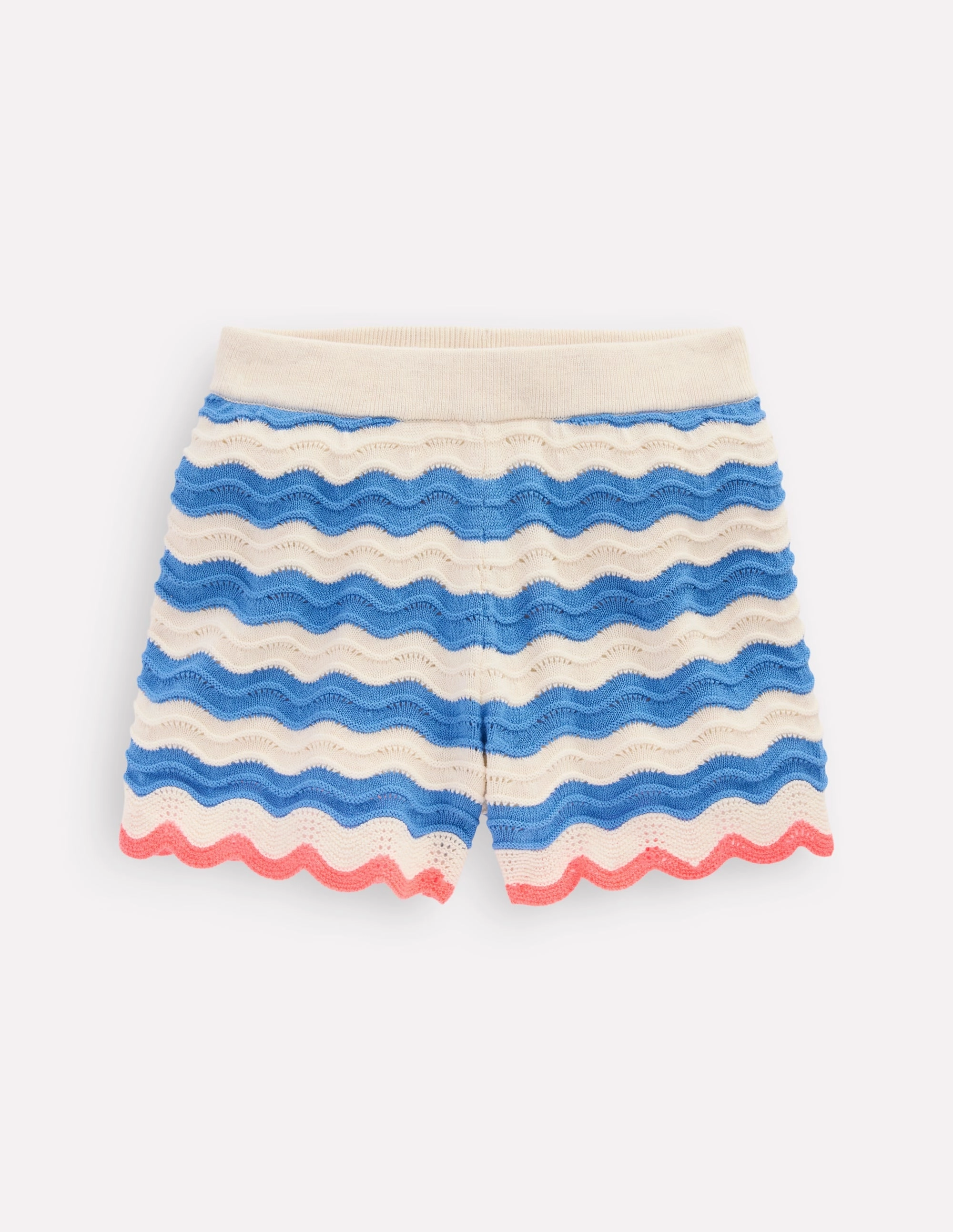 Crochet Knitted Shorts-Blue/ivory Stripe Quick Fit Style