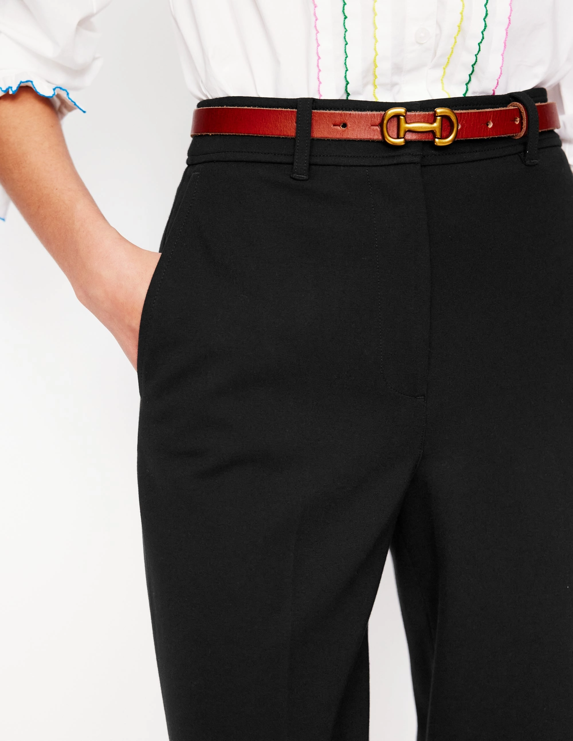 Cropped Ponte Trousers-Black Quick Change