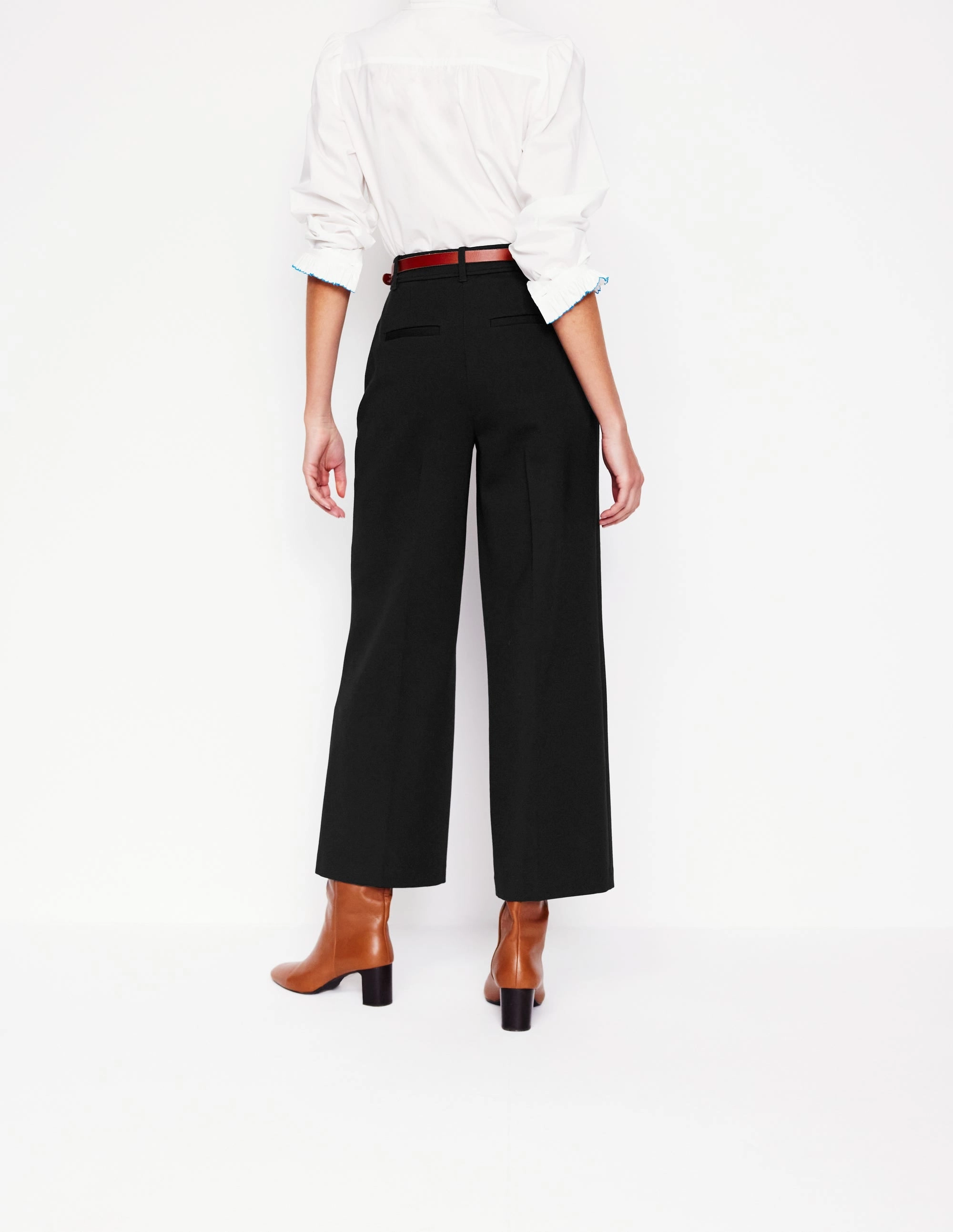 Cropped Ponte Trousers-Black Stretch Comfort Relax Mode