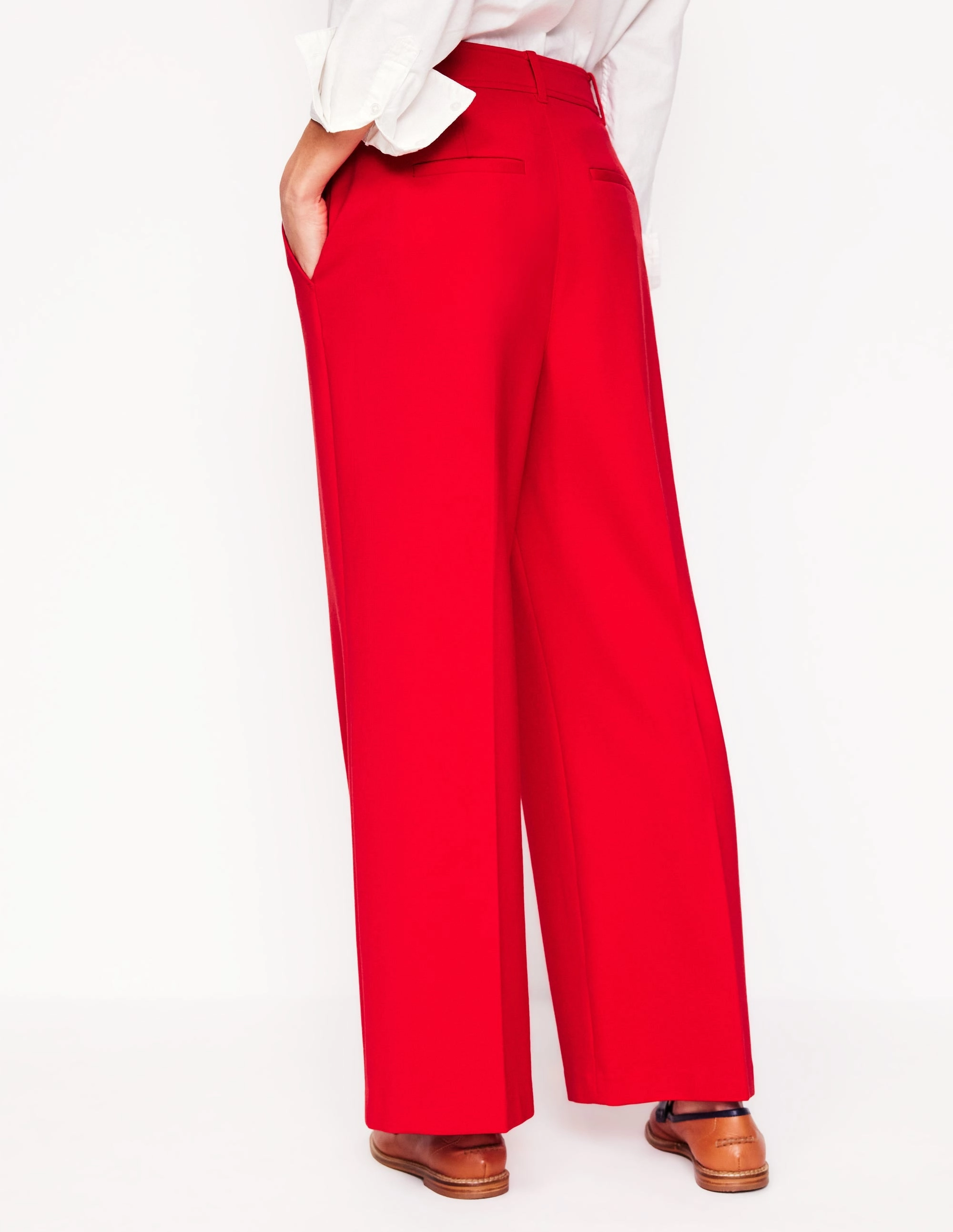 Soft Texture Cropped Ponte Trousers-Hot Pepper