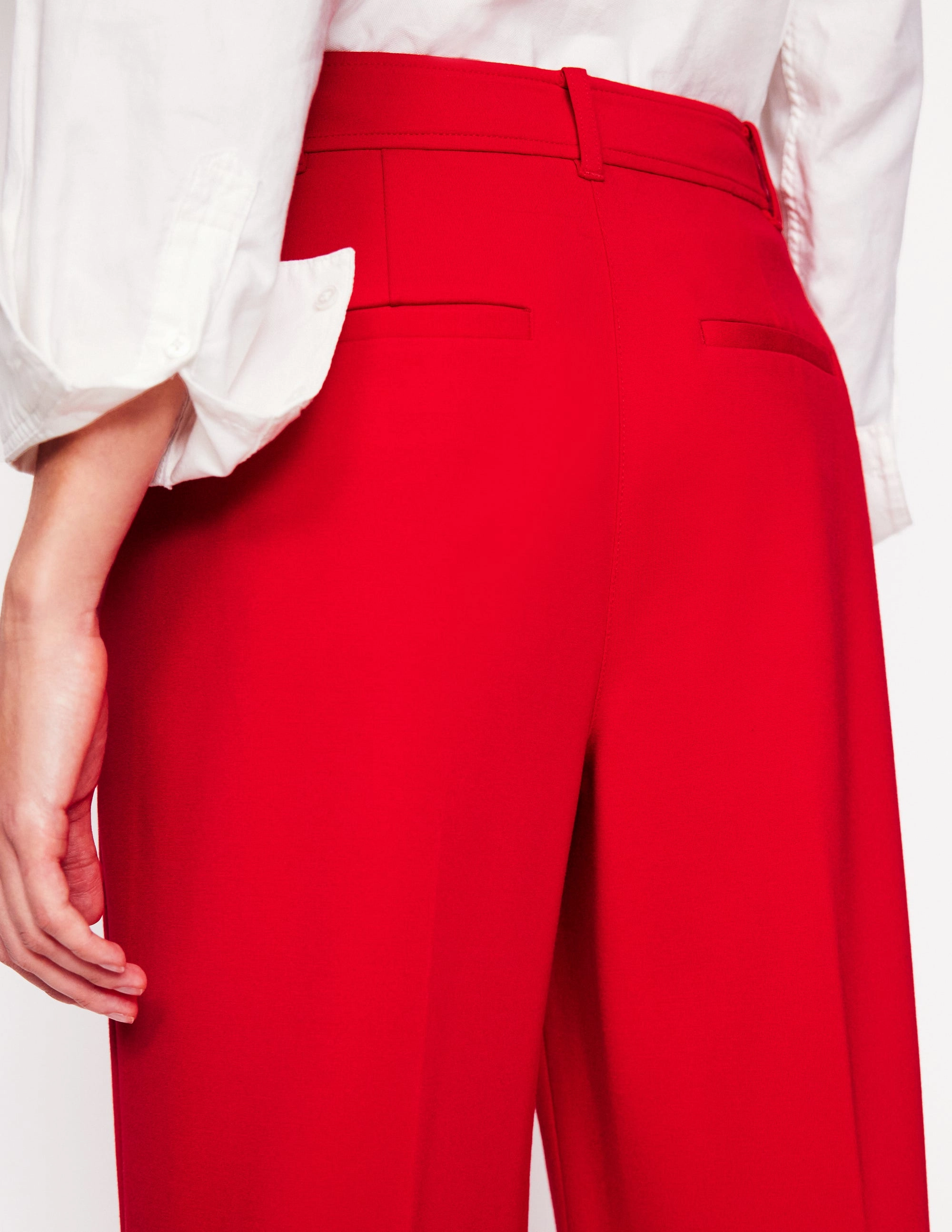 Cropped Ponte Trousers-Hot Pepper Sleek lines Timeless Design