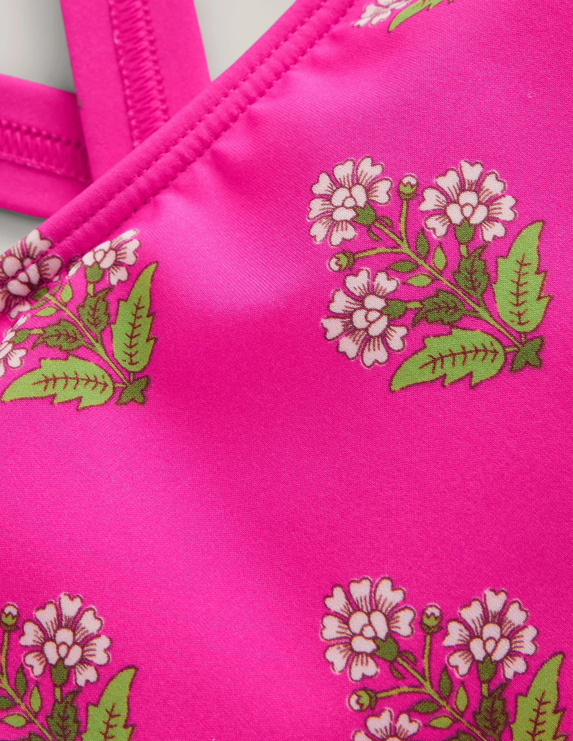 Cross Back Bikini Top-Pink Small Woodblock Non Abrasive Trim Temperature Regulating Layer