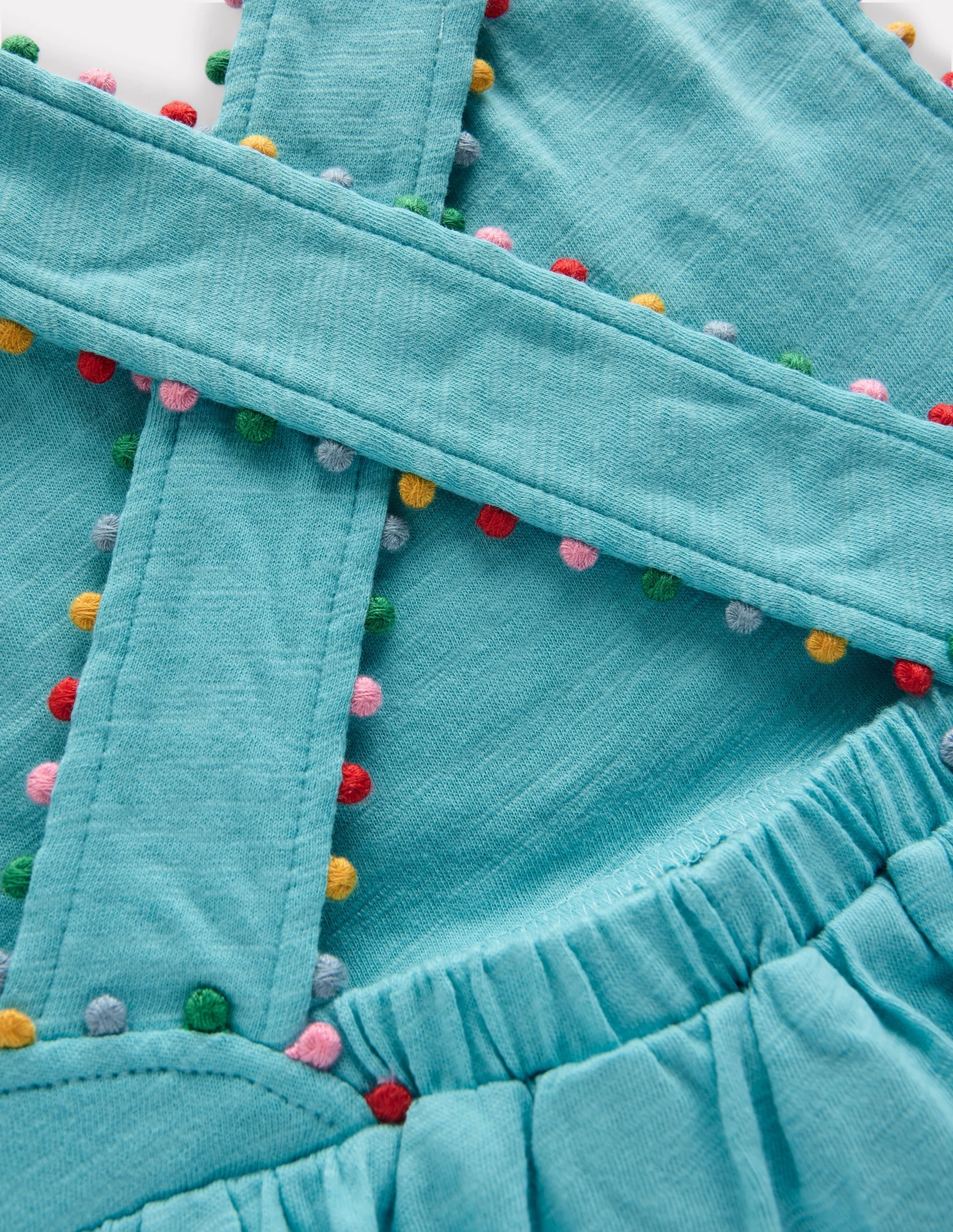 PreShrunkCotton Cross-back Pom Vest-Caribbean Blue