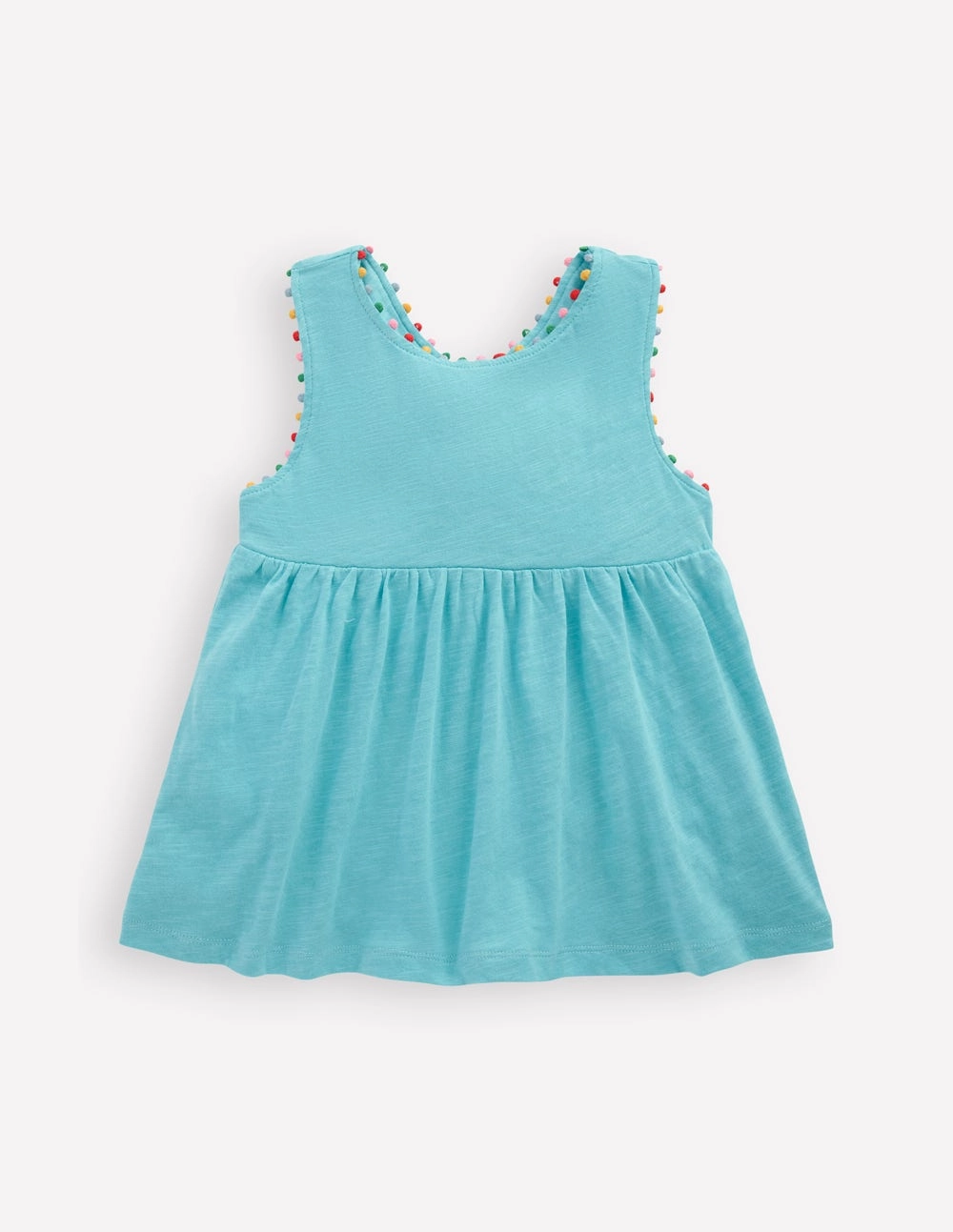 All Day Comfort Comfy Active Fit Cross-back Pom Vest-Caribbean Blue