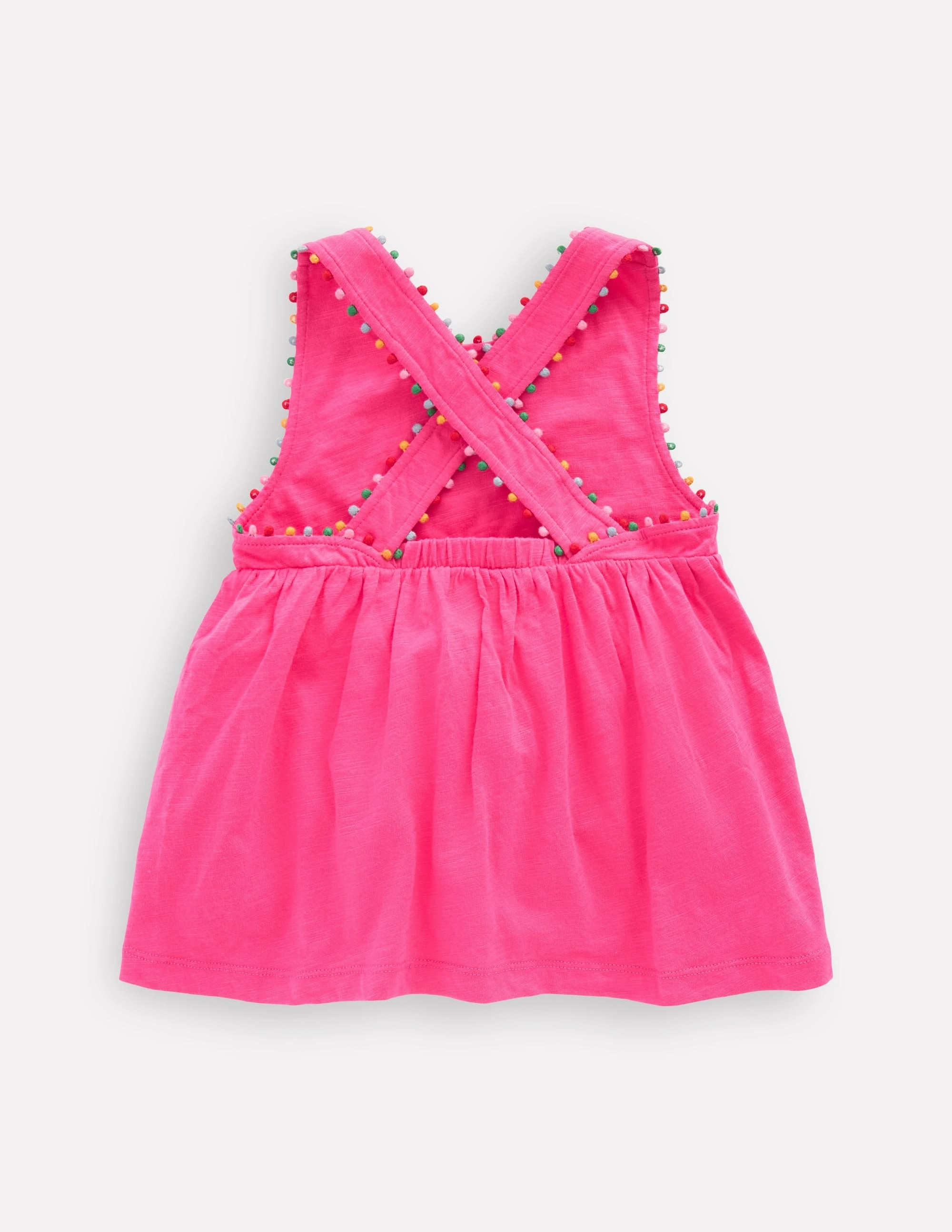 LowImpact Manufacturing Cross-back Pom Vest-Flamingo Pink