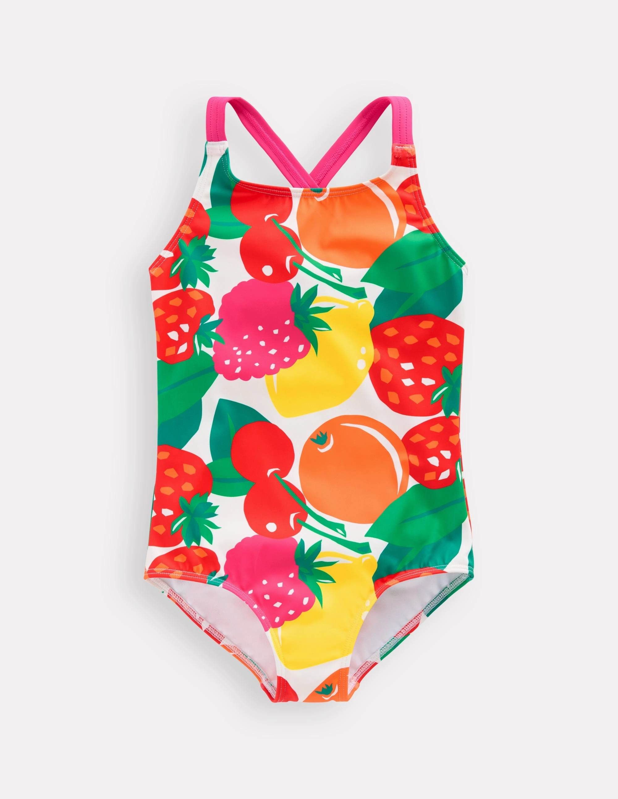 Cross-back Printed Swimsuit-Multi Giant Fruit Sunny Beach Day