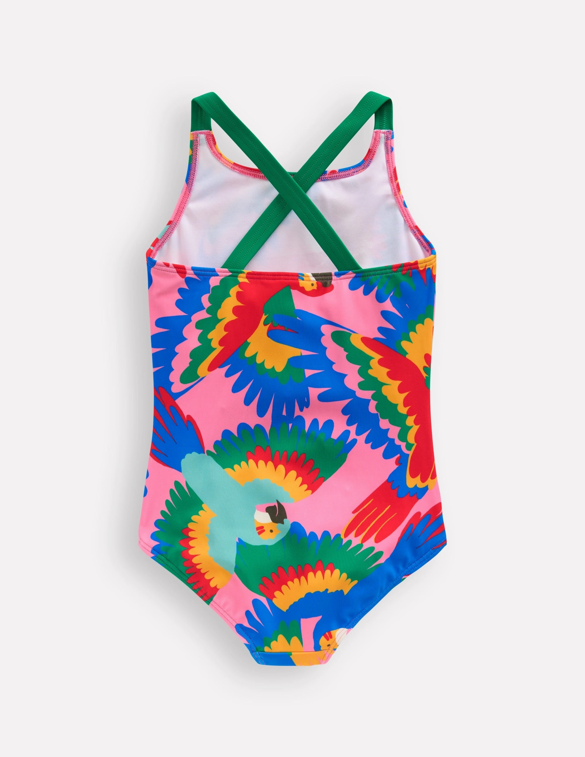 Cross-back Printed Swimsuit-Multi Rainbow Parrot Universal Sizing System