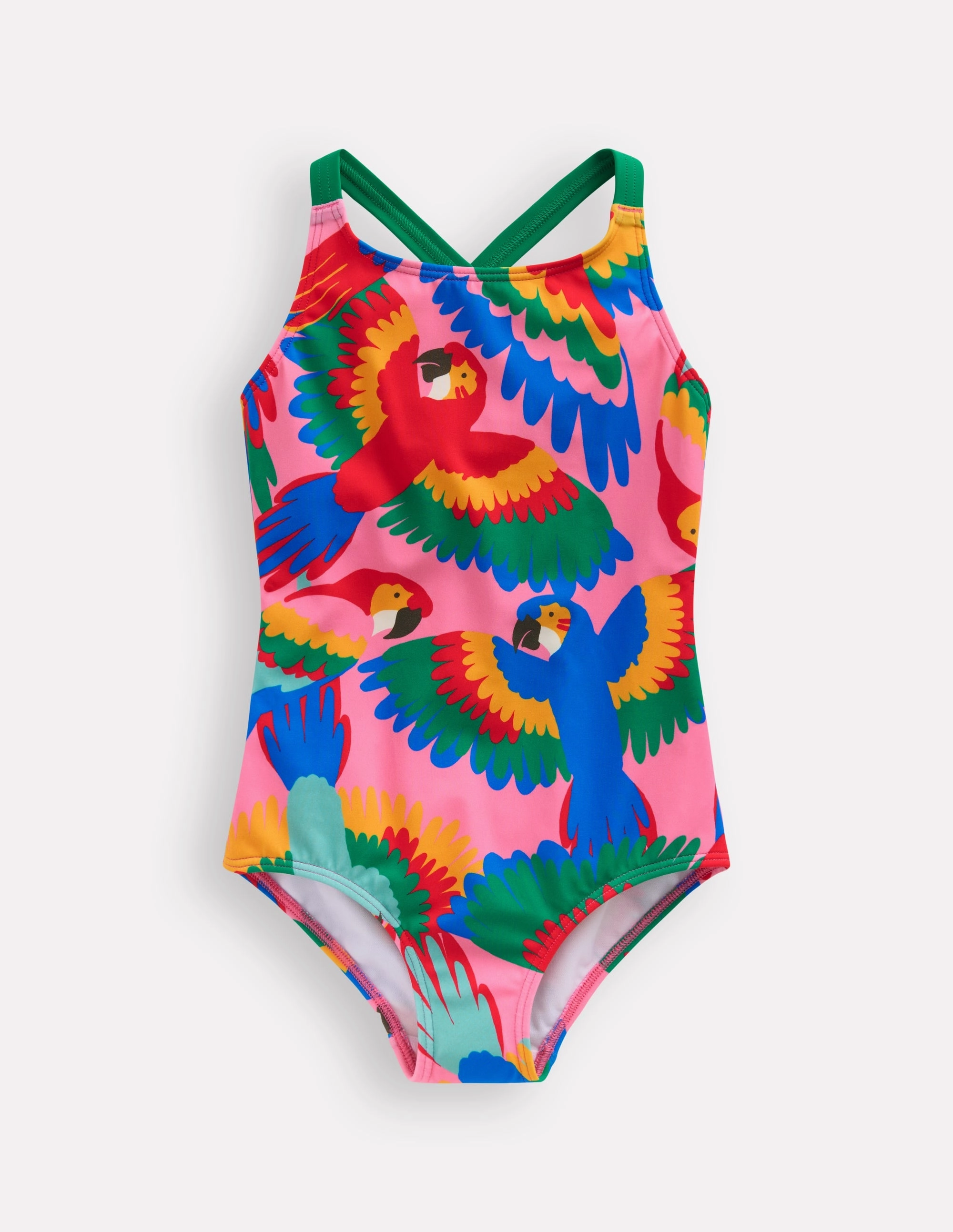 maternity wear Breathable fabric Cross-back Printed Swimsuit-Multi Rainbow Parrot