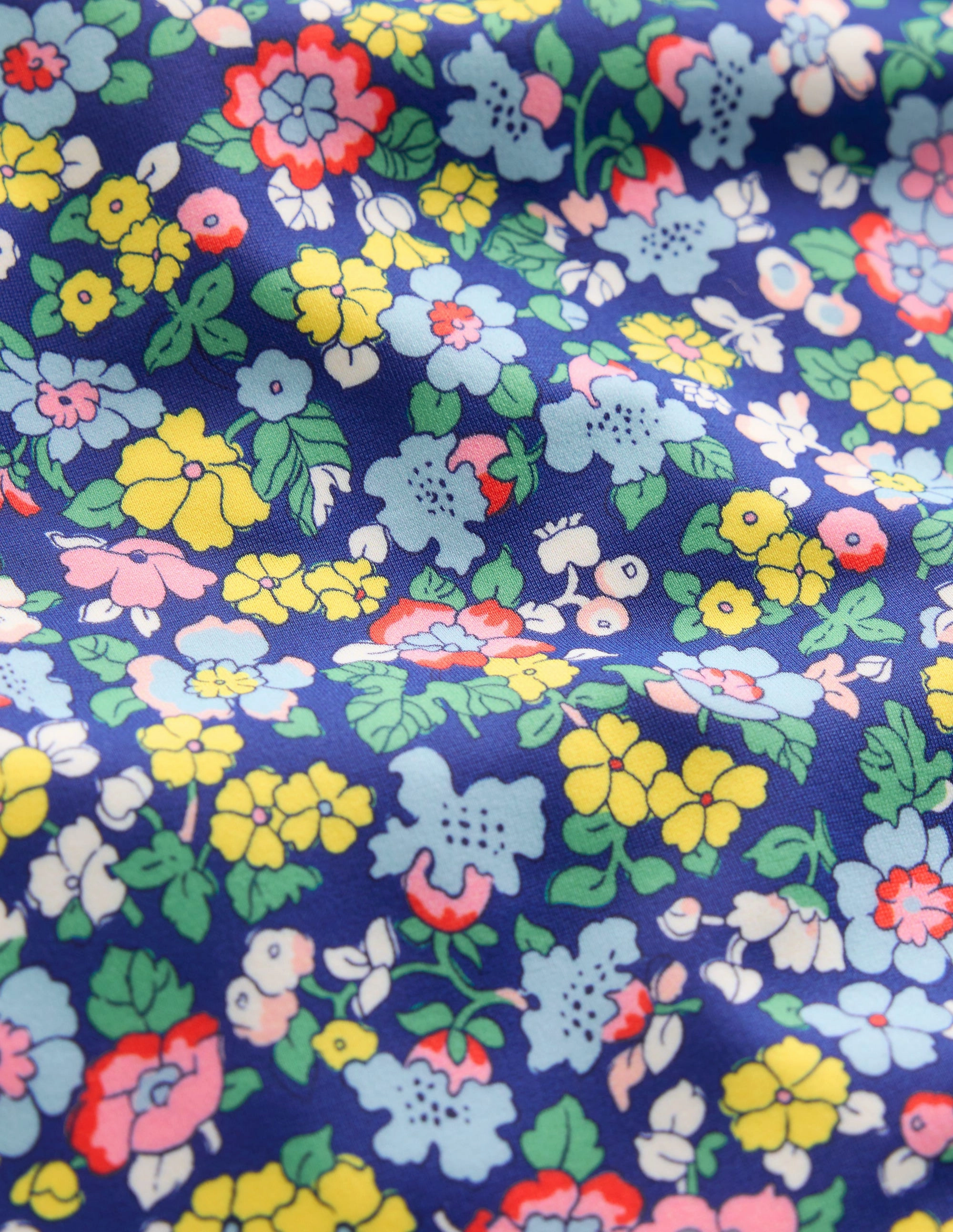 Saltwater proof Cross-back Printed Swimsuit-Sapphire Blue Nautical Floral