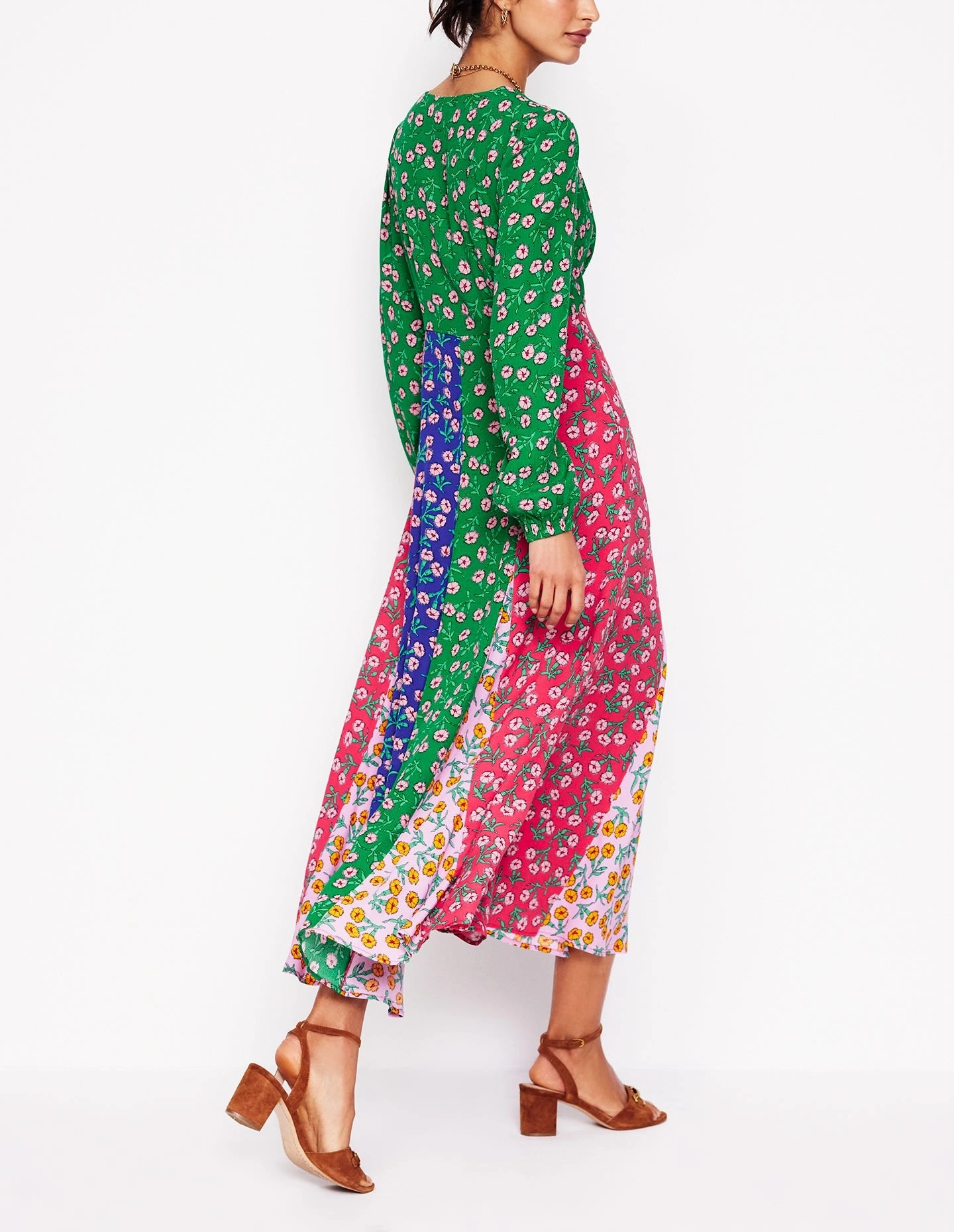 Lisa Long Sleeve Tea Dress-Hotched, Carnation Sprig Dance Night