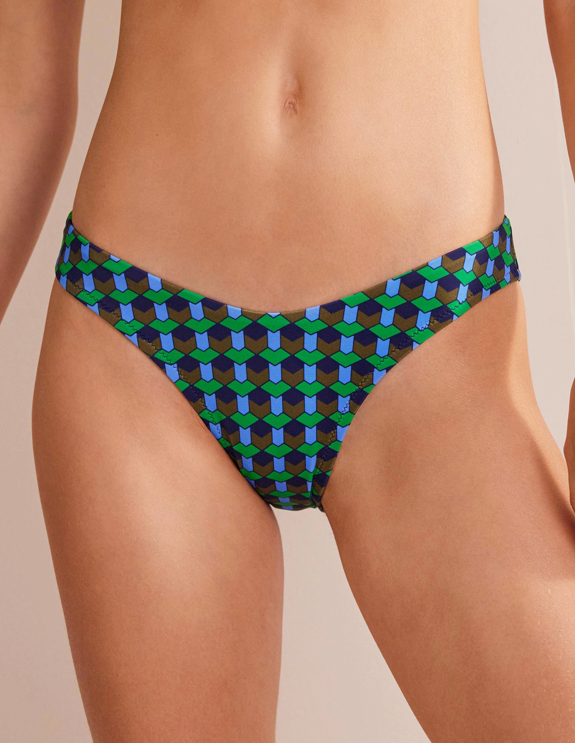 Curved-Top Bikini Bottoms-Bright Green, Multi Geo Playful Colors