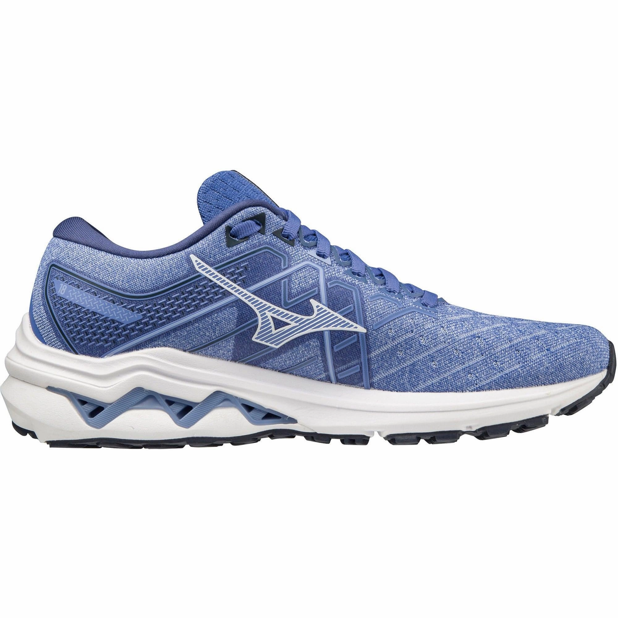 Warmup Session running in dark colors Mizuno Wave Inspire 18 Womens Running Shoes - Blue