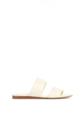Lora Flat Sandal in Cream Nappa Leather Easy Slip-On Design