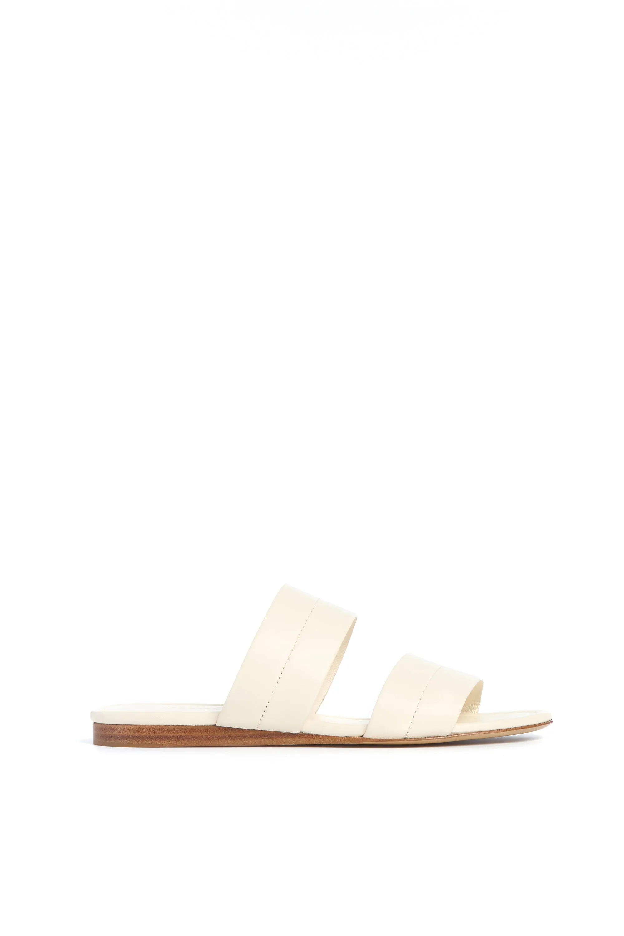 Lora Flat Sandal in Cream Nappa Leather Easy Slip-On Design