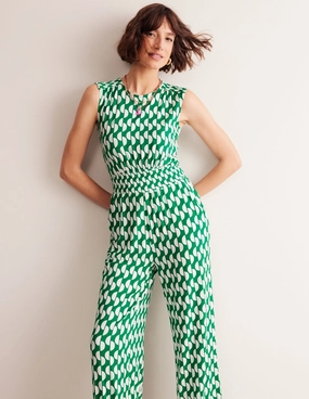 Formal Occasion Thea Jersey Jumpsuit-Green, Geo Wave