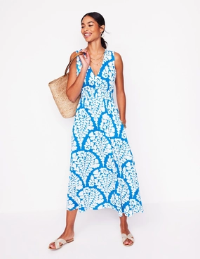 Flattering Look Fit Paloma Jersey Maxi Dress-Cerulean Blue, Blossomy
