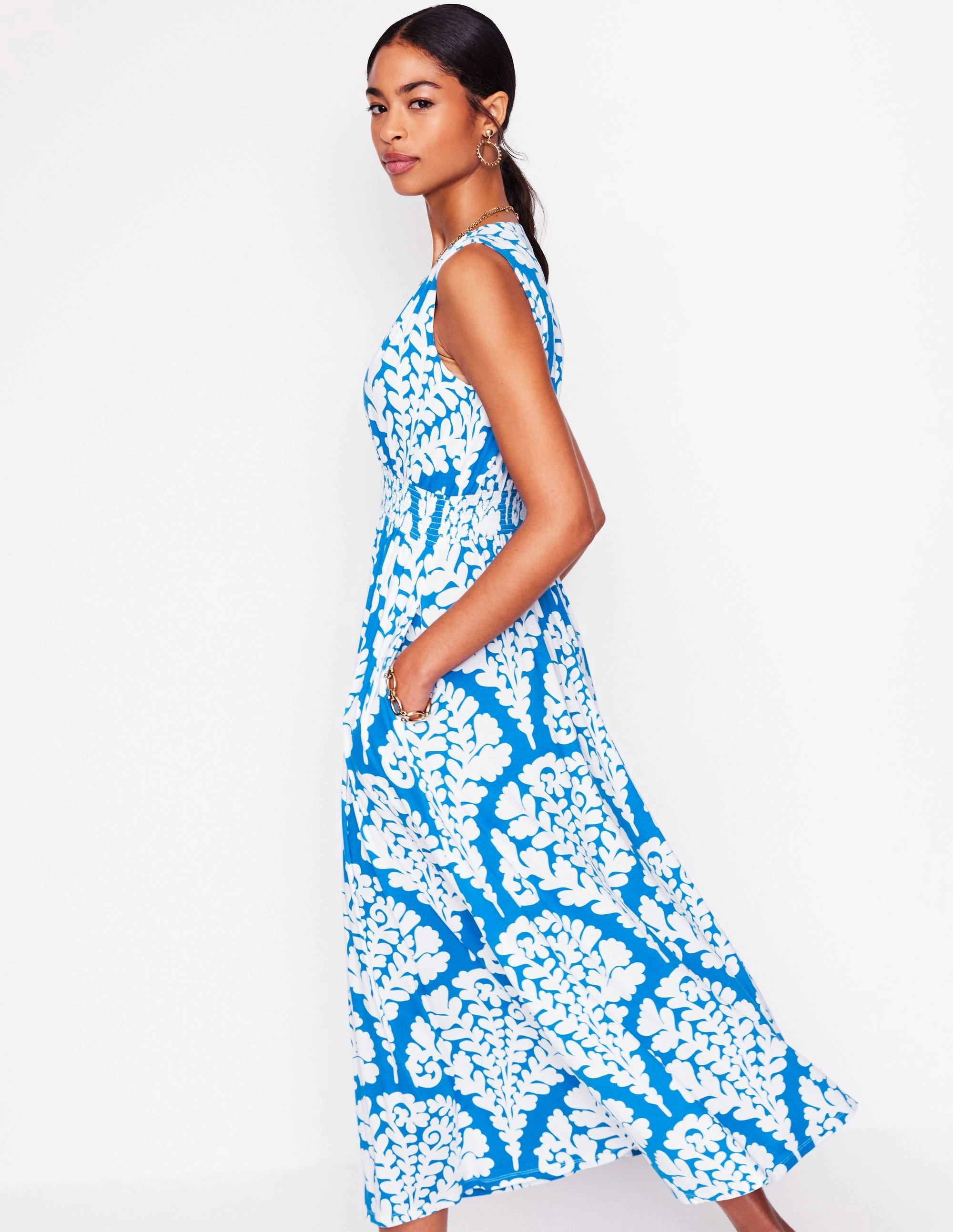 Paloma Jersey Maxi Dress-Cerulean Blue, Blossomy Comfy Fit Wear