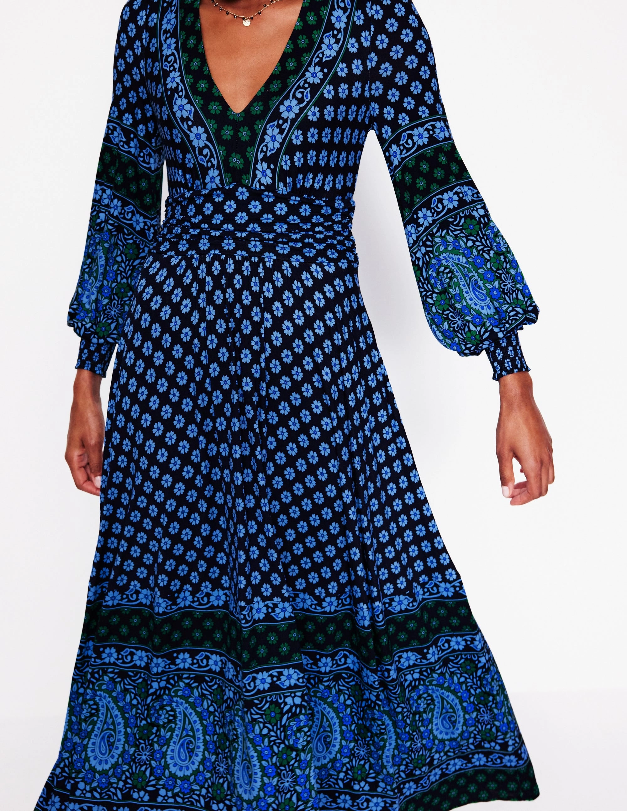 Daphne Jersey Maxi Dress-Dawn Blue, Paisley Posy Timeless Beauty Subtle Fit