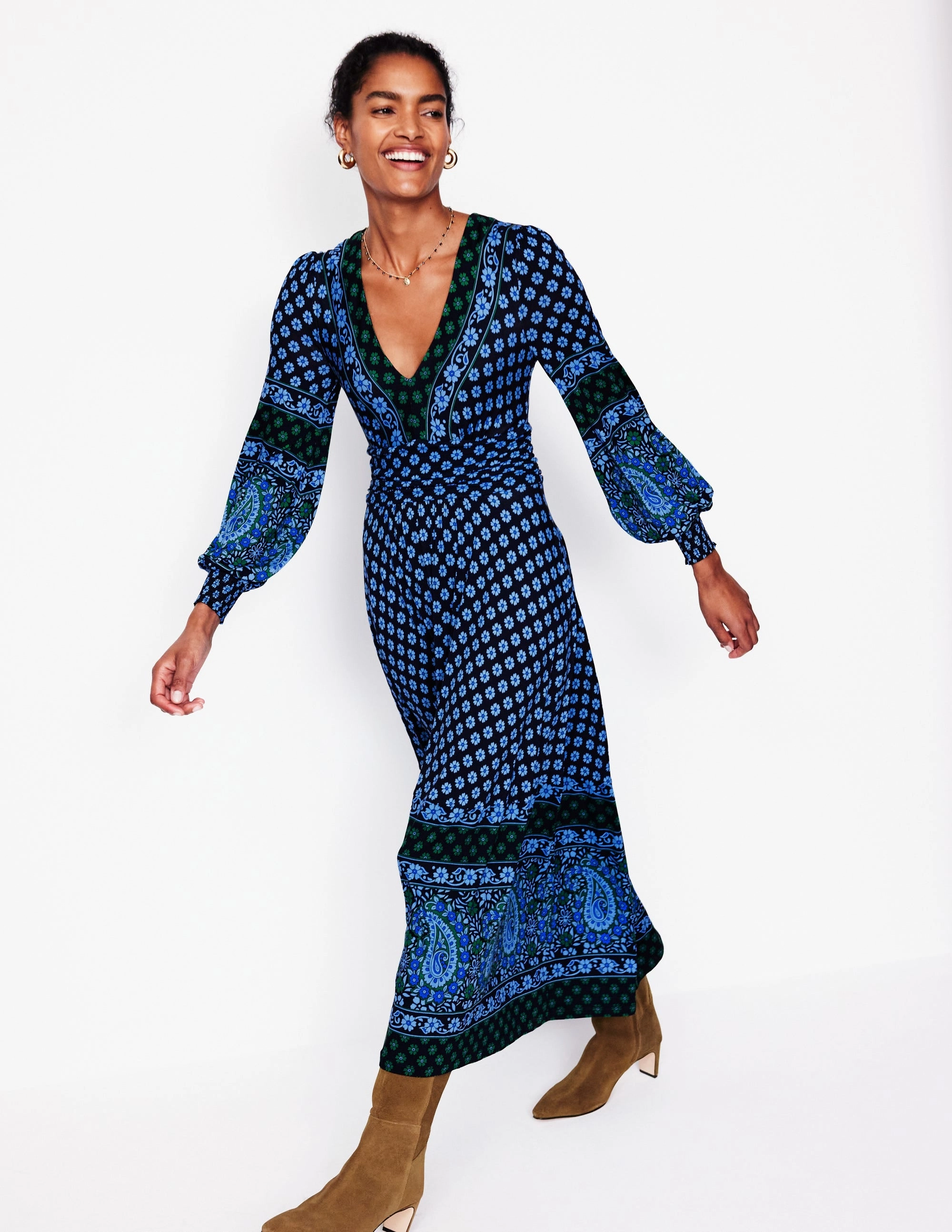 Daphne Jersey Maxi Dress-Dawn Blue, Paisley Posy Chill Base