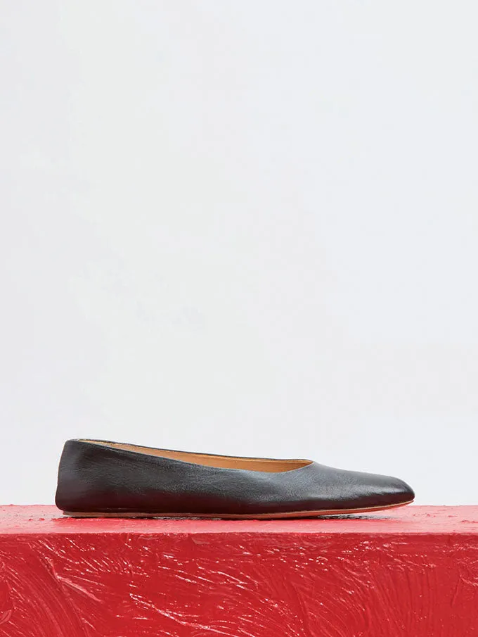 Marina Glow Andre Ballerina Flat Shoe in Black Leather